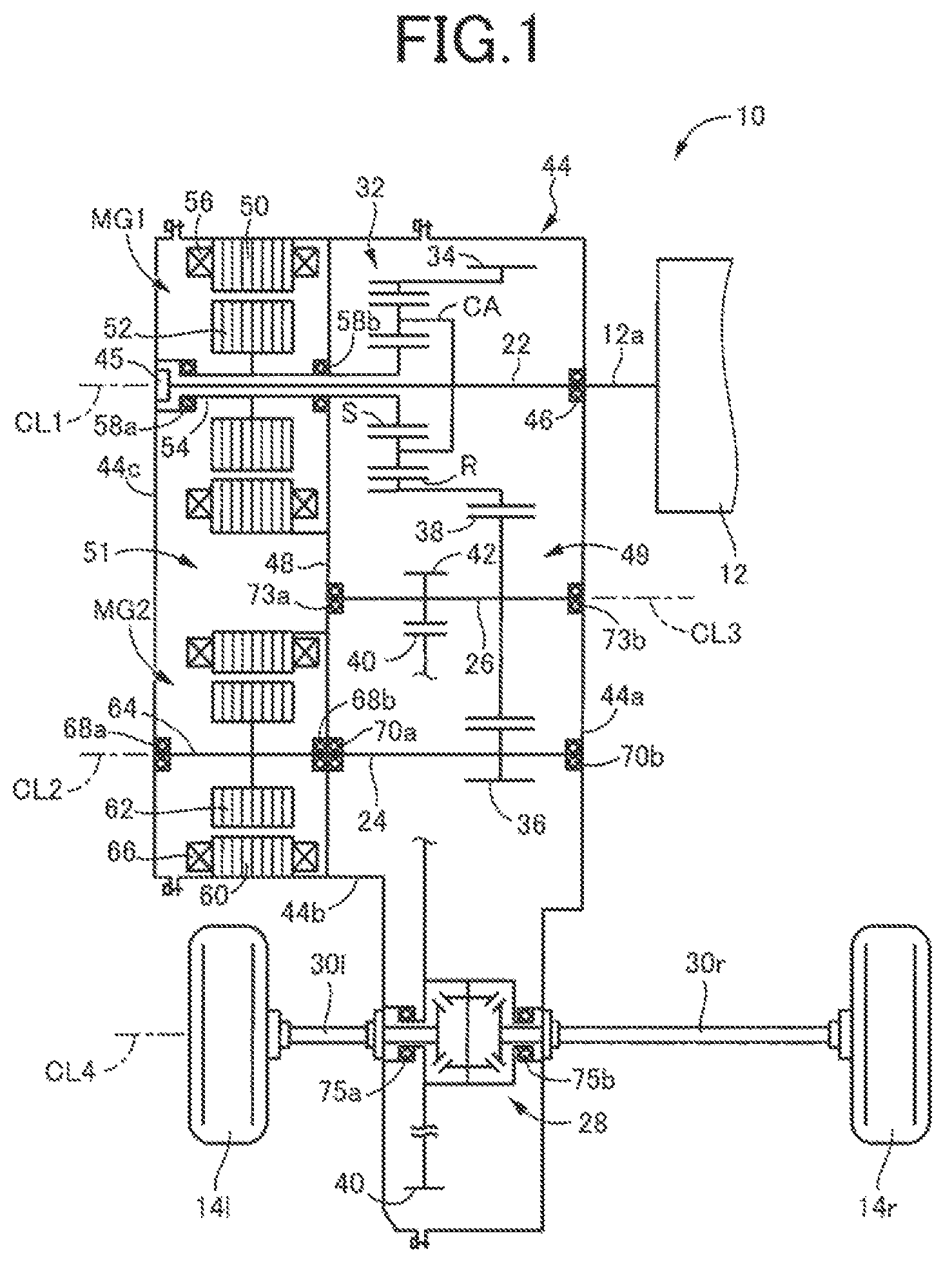 Patent US12316204 — Reflief valve configuration in vehicle driving apparatus — Figure 1