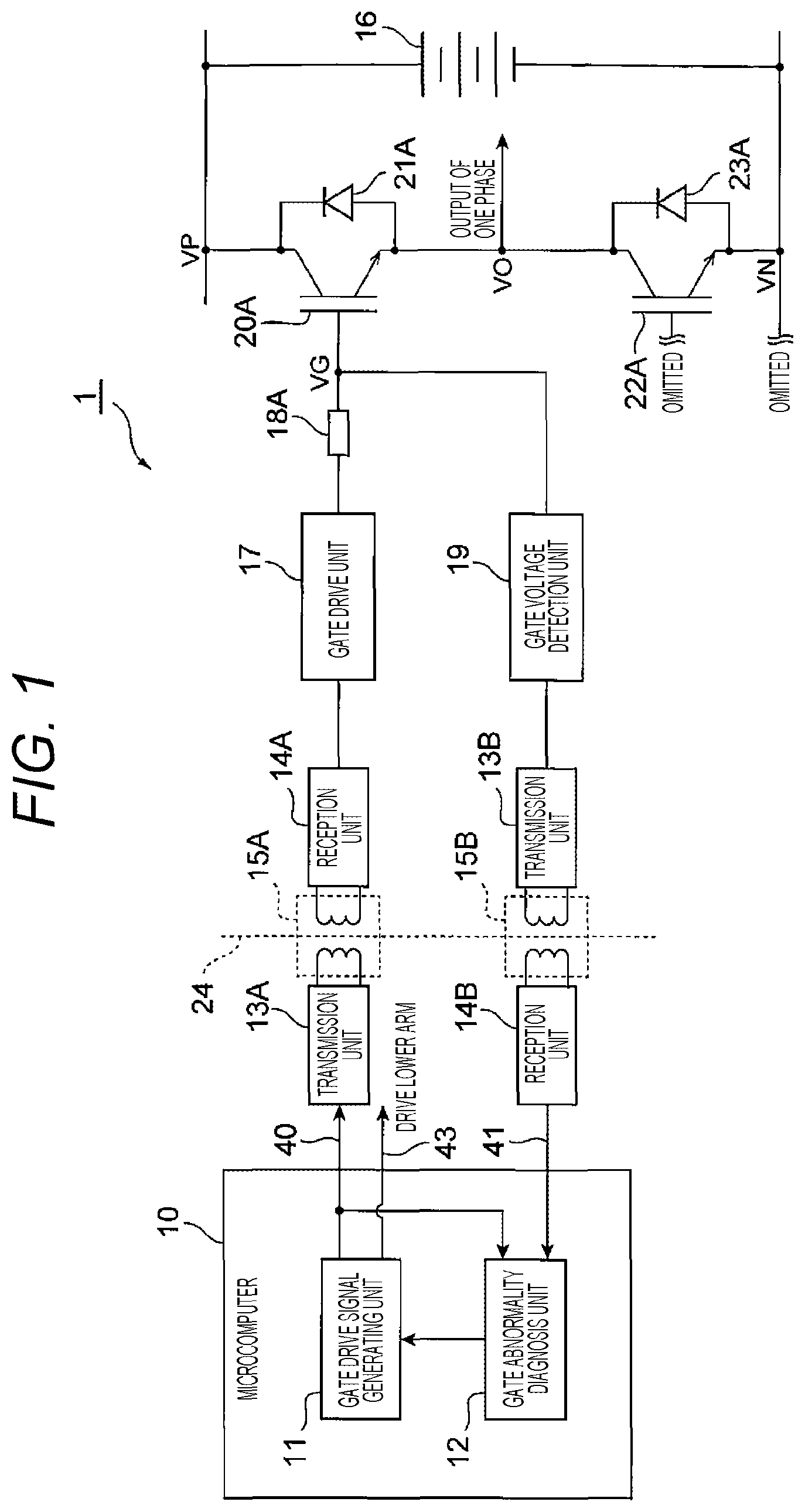 Patent US12316209 — Method and system for diagnosing abnormality of power device drive in inverter device — Figure 1
