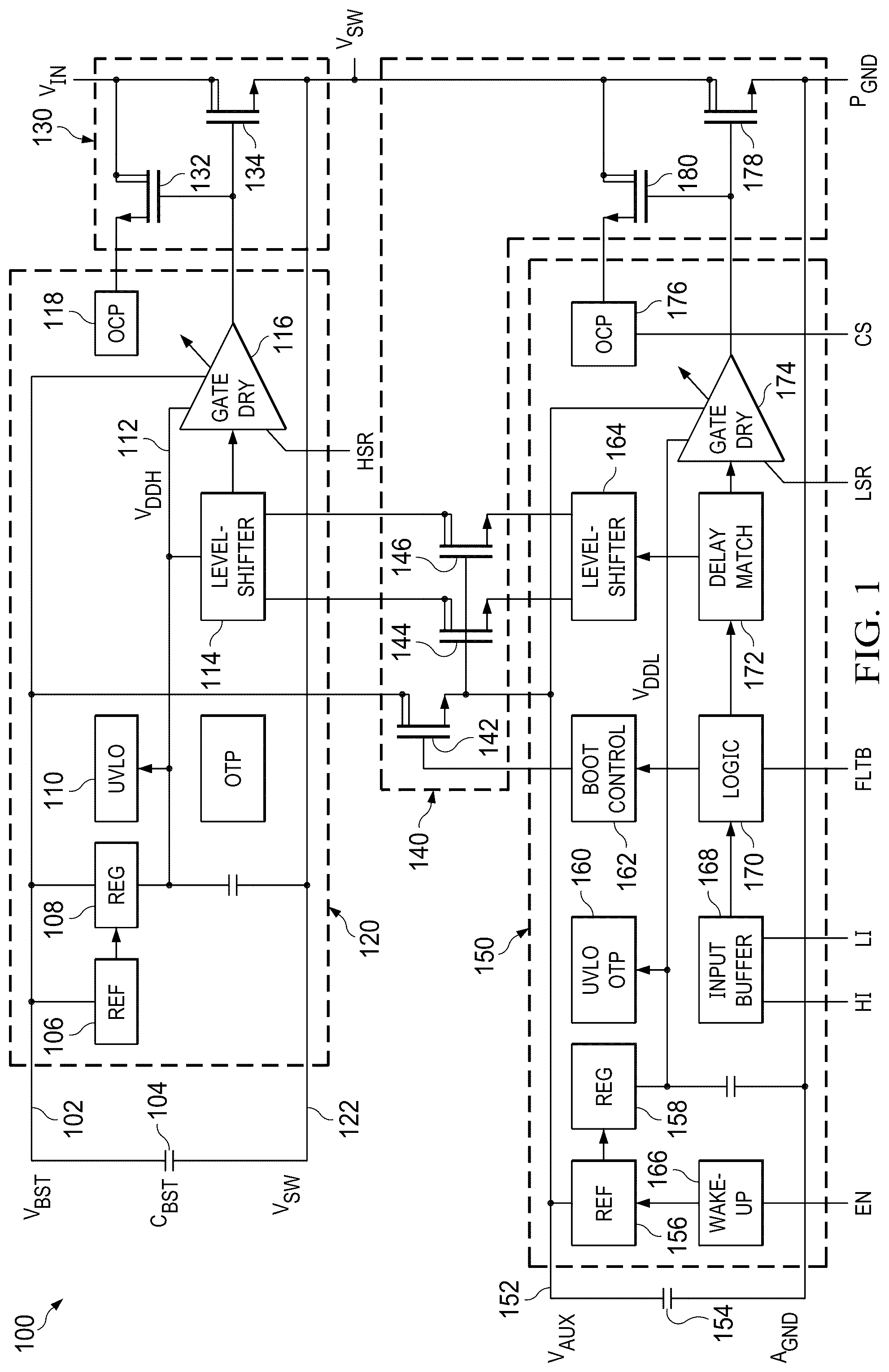 Patent US12316241 — Synchronous bootstrap half bridge rectifier — Figure 1