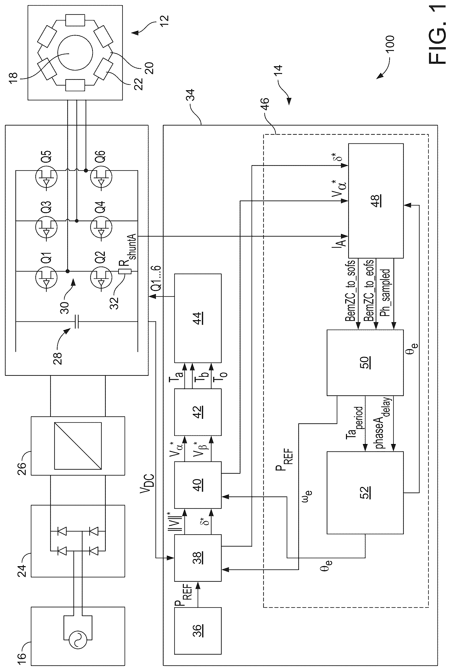 Patent US12316265 — Method of determining a position of a rotor of a brushless permanent magnet motor — Figure 1