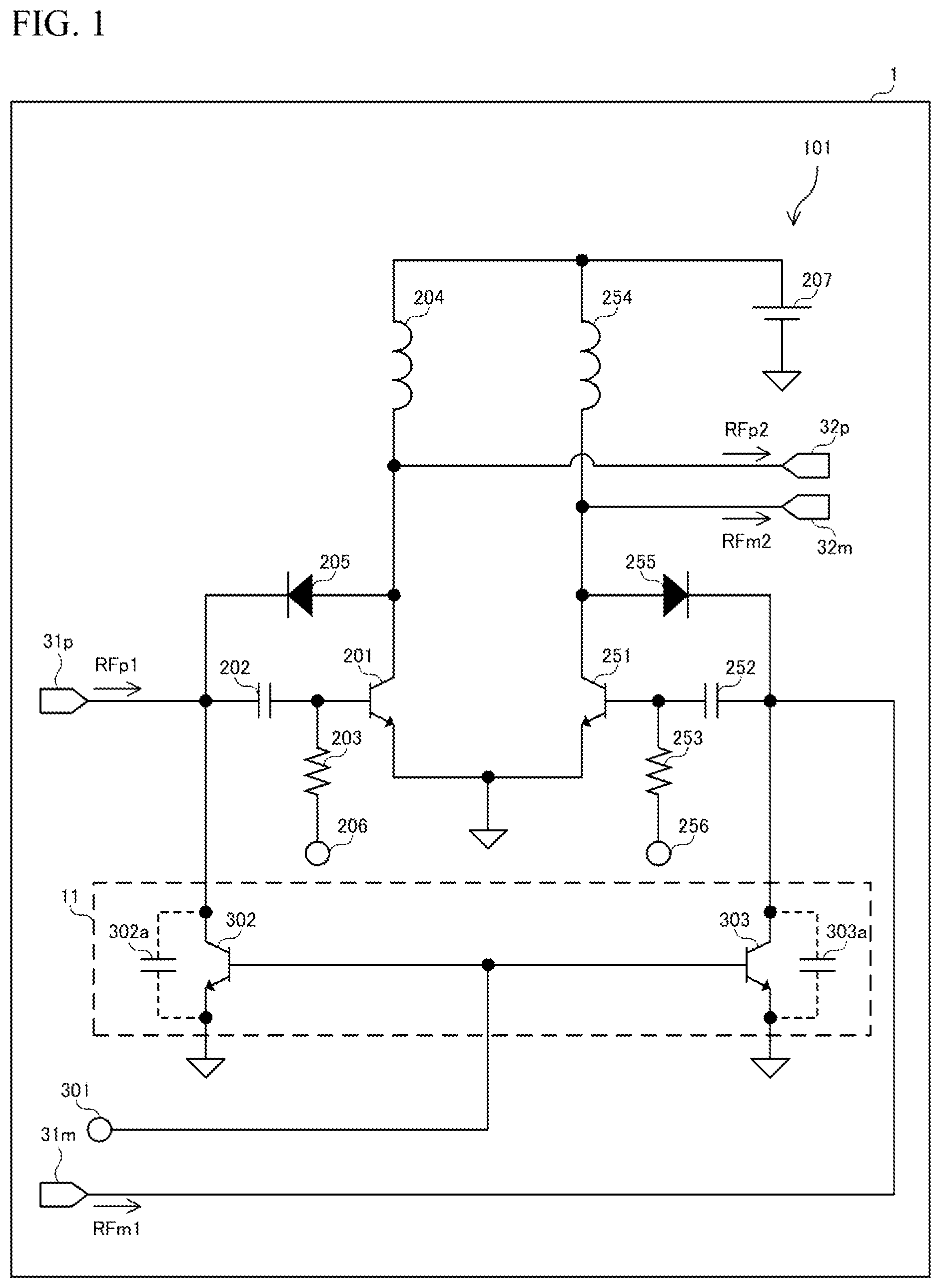Patent US12316280 — Power amplifier circuit, doherty amplifier circuit, multistage amplifier circuit, and power amplifier apparatus — Figure 1