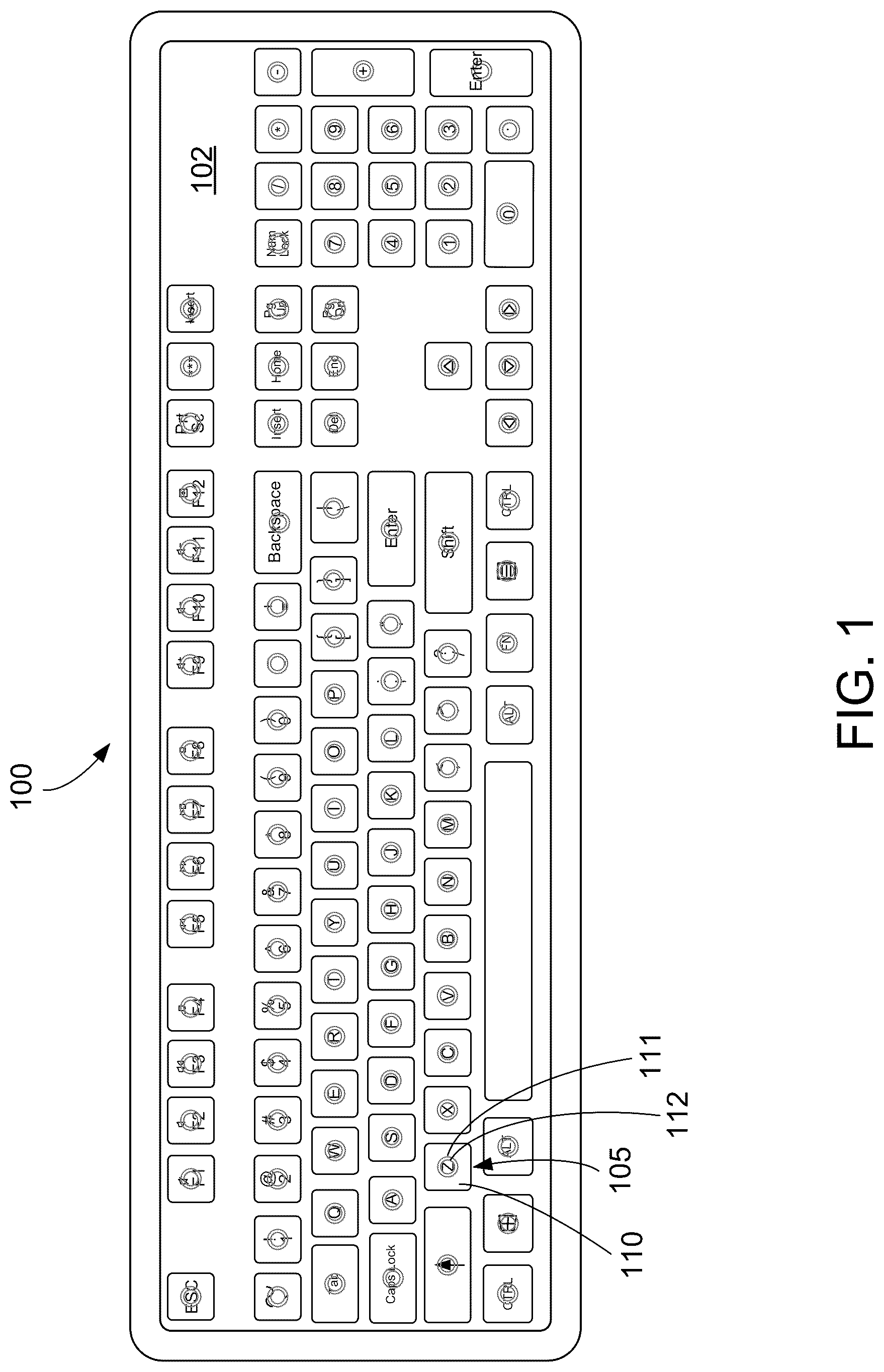 Patent US12316314 — Hall effect keyboard — Figure 1