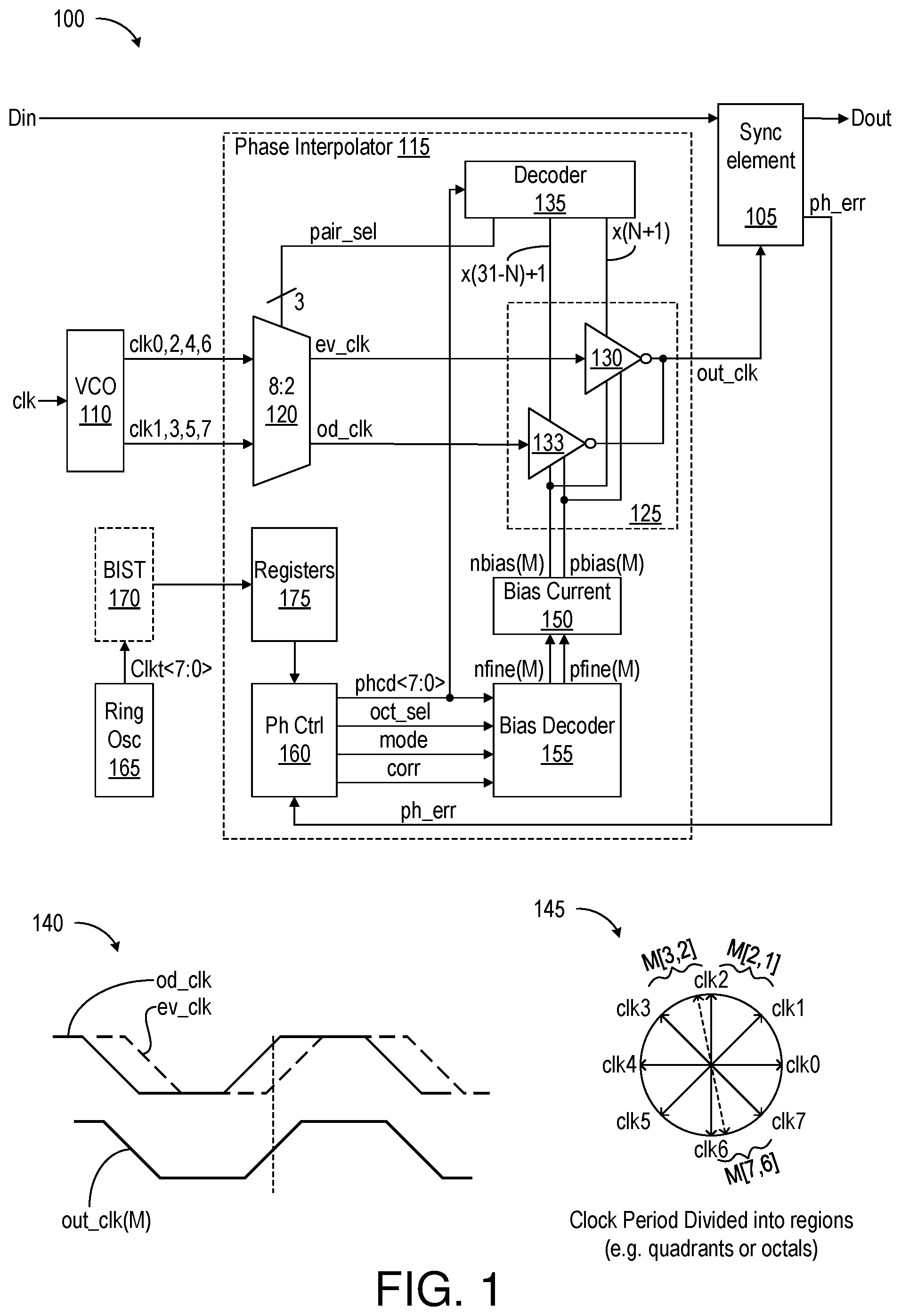 Patent US12316327 — Phase interpolator with sub-period phase correction — Figure 1