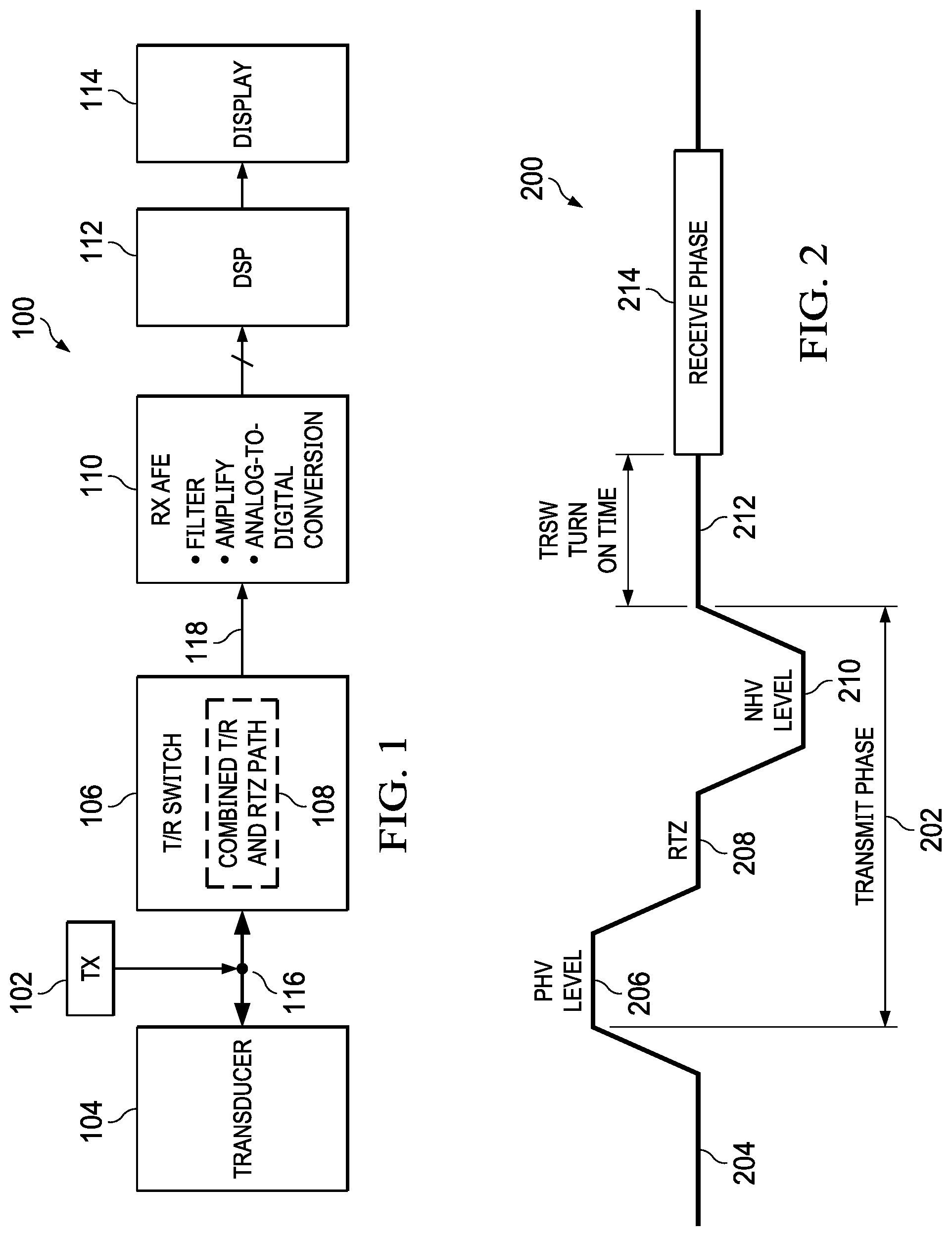 Patent US12316370 — Ultrasound transmit-receive switch with combined transmit-receive and return-to-zero path — Figure 1