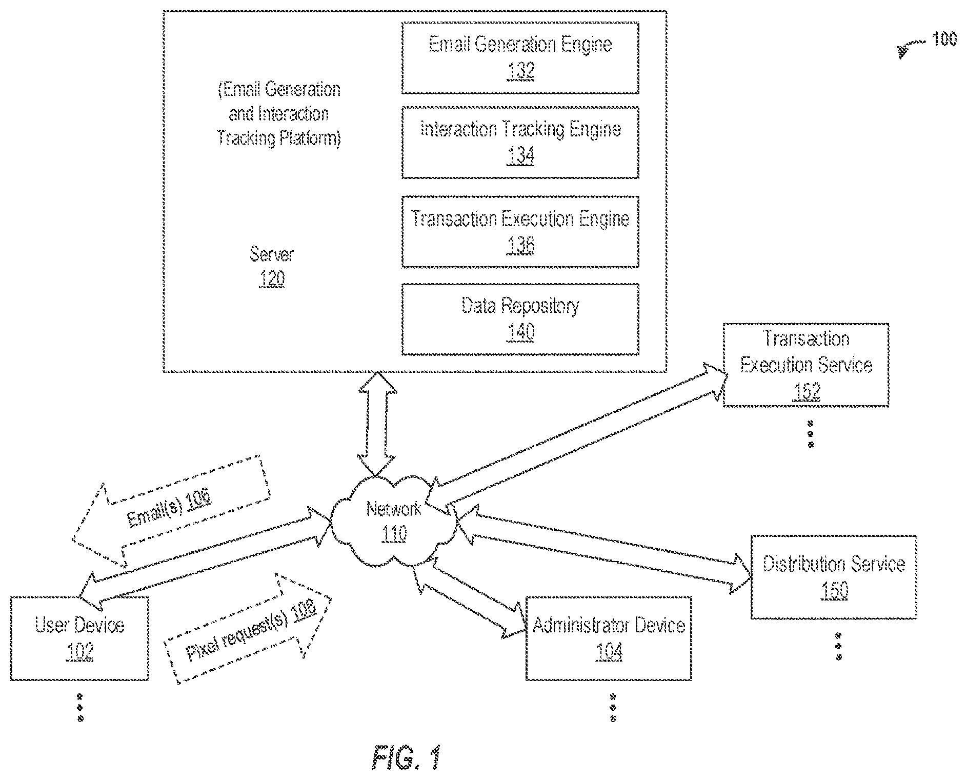 Patent US12316594 — Generating interactive emails and tracking user interactions — Figure 1