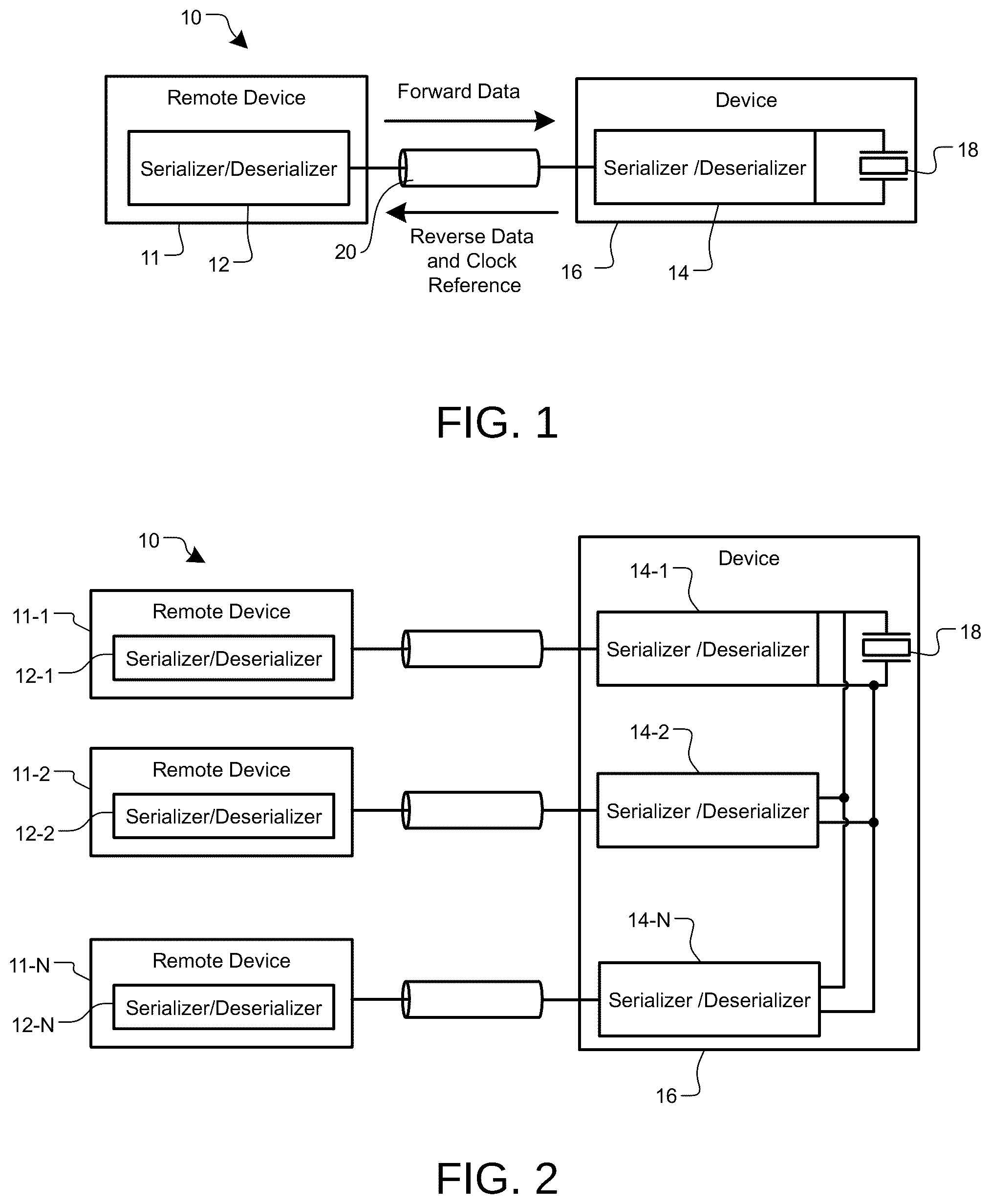 Patent US12316729 — Transmitting clock reference over reverse channel in a bidirectional serial link — Figure 1
