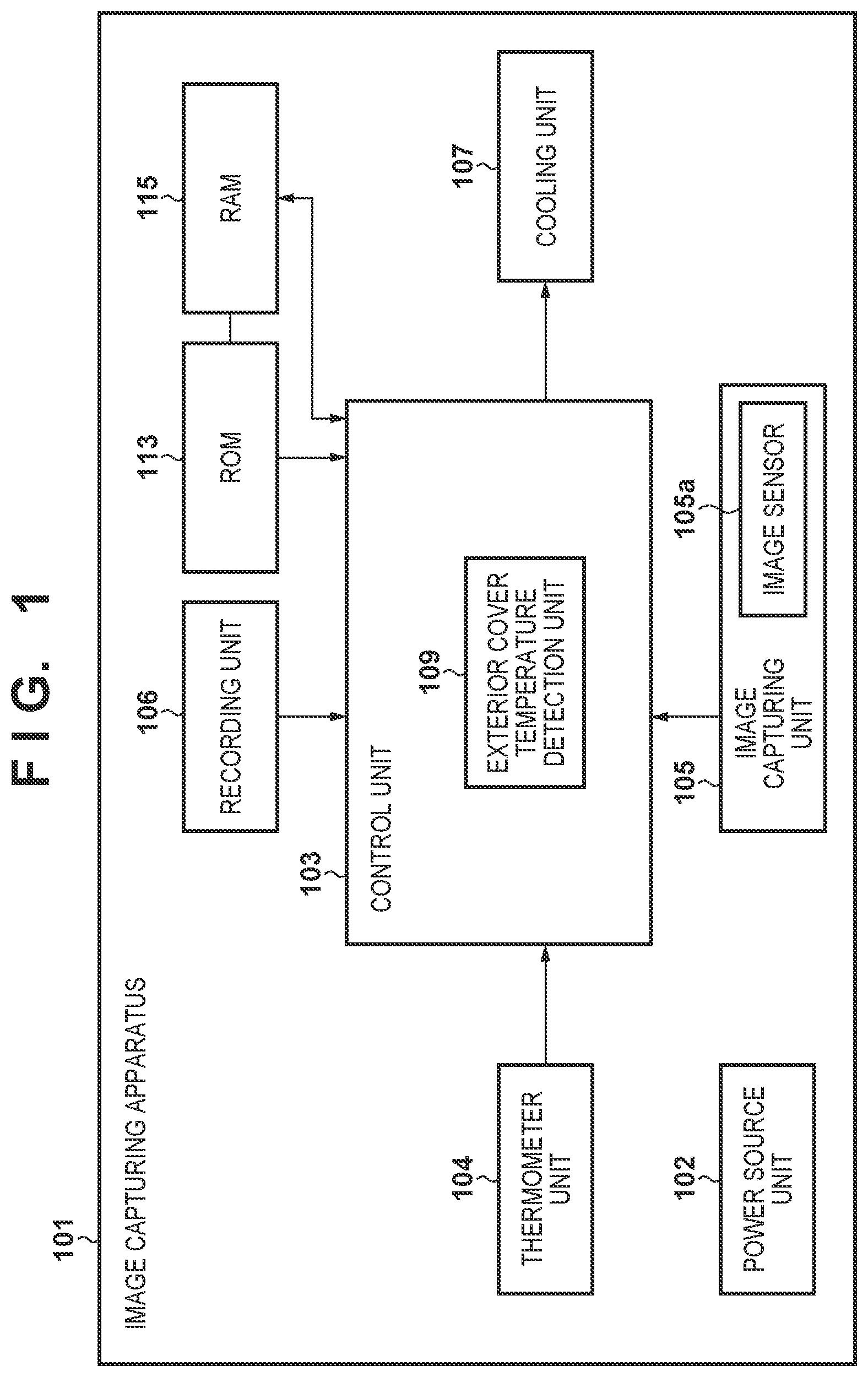 Patent US12316933 — Image capturing apparatus comprising cooling device and image sensor, control method for cooling device based on sensitivity of the image sensor and storage medium — Figure 1