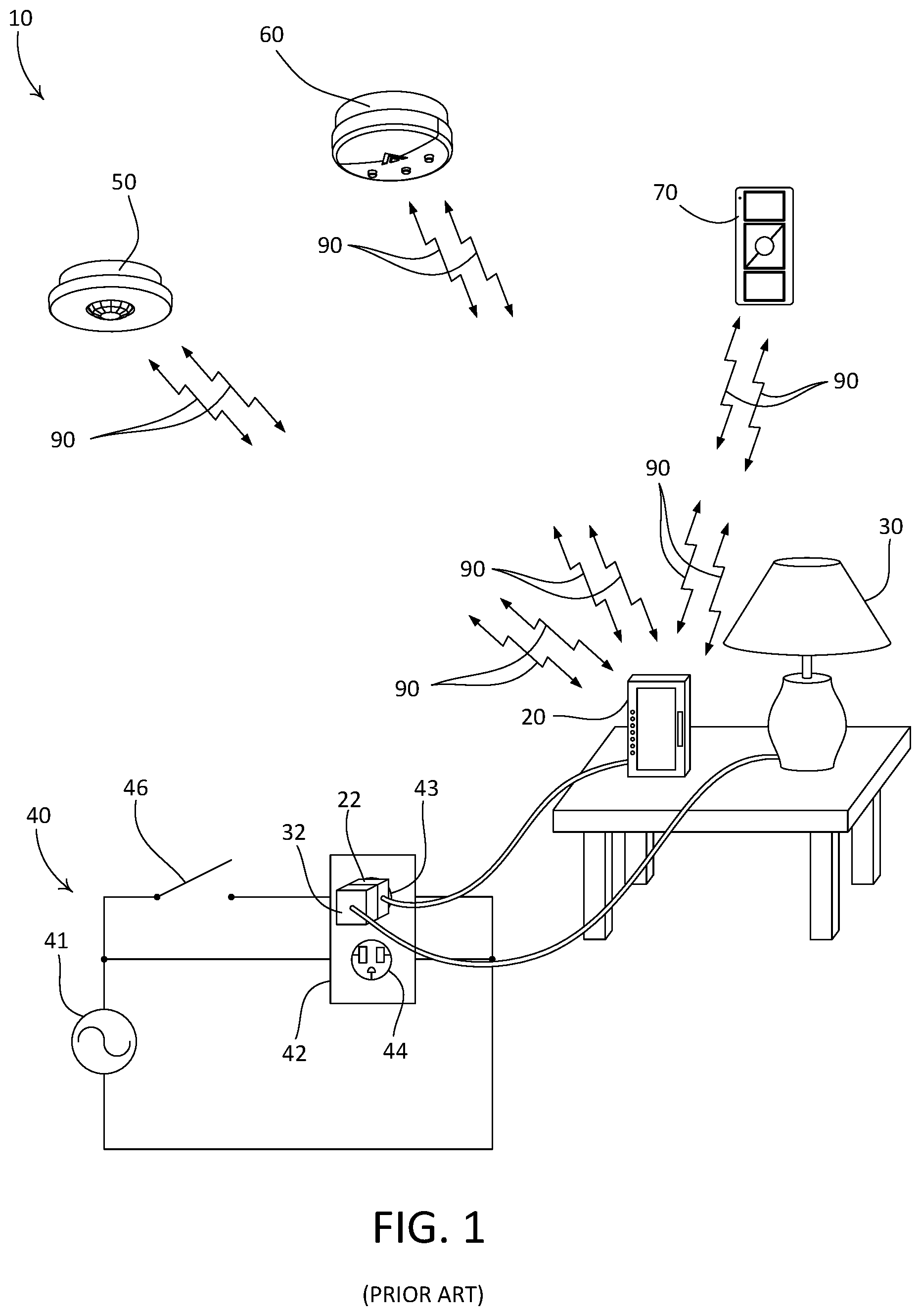 Patent US12317394 — State change devices for switched electrical receptacles — Figure 1