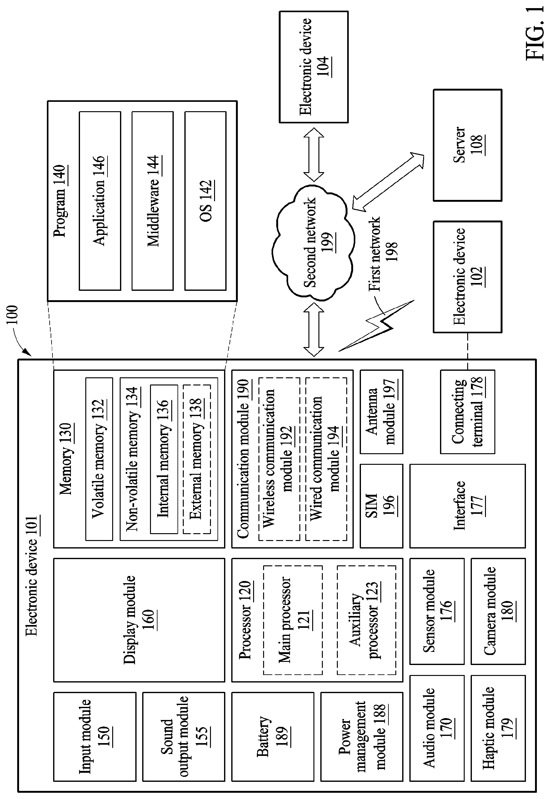 Patent US12317407 — Electronic device including printed circuit board structure including thermal interface material — Figure 1