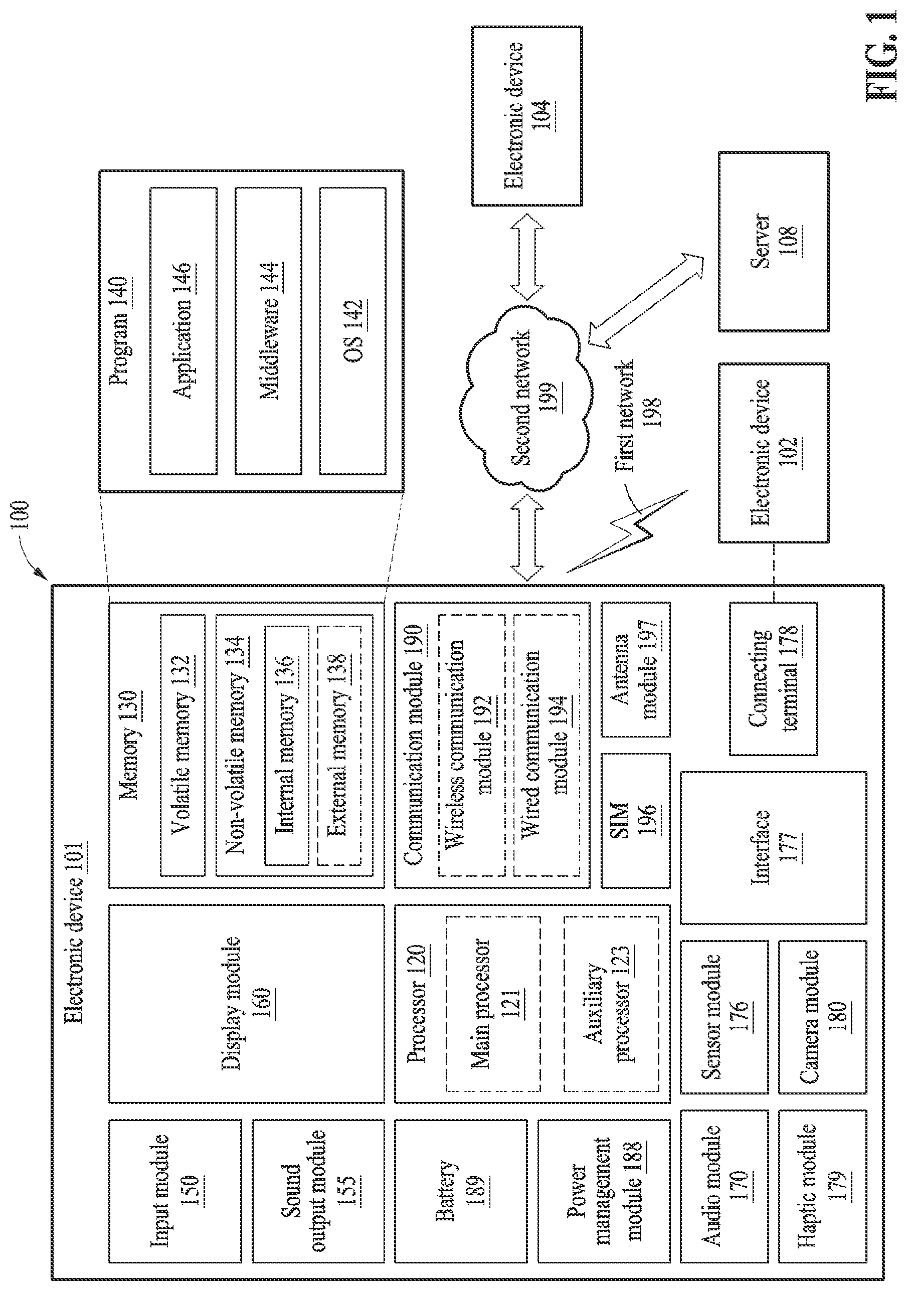 Patent US12317418 Figure 1 – Connecting assembly comprising flexible printed circuit board and electronic device including the same