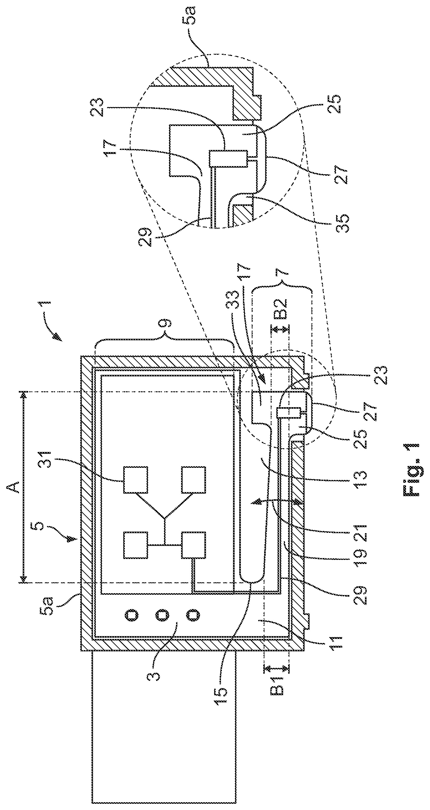 Patent US12317420 — Sensor with printed circuit board based contact — Figure 1