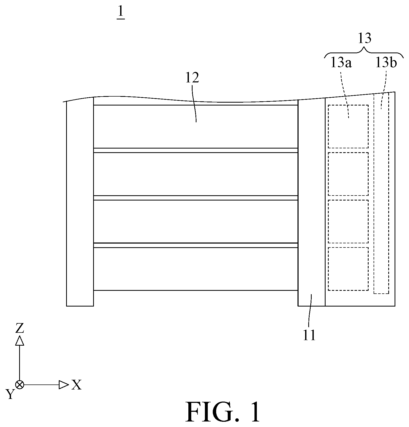 Patent US12317447 — Adjustable heat source simulation assembly, chassis heat dissipation detection device and cabinet heat dissipation detection device — Figure 1