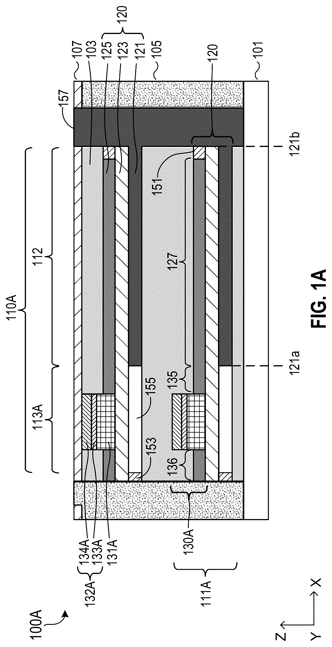 Patent US12317481 Figure 1 – 3D memory with cell stacking using an in-situ capacitor stack