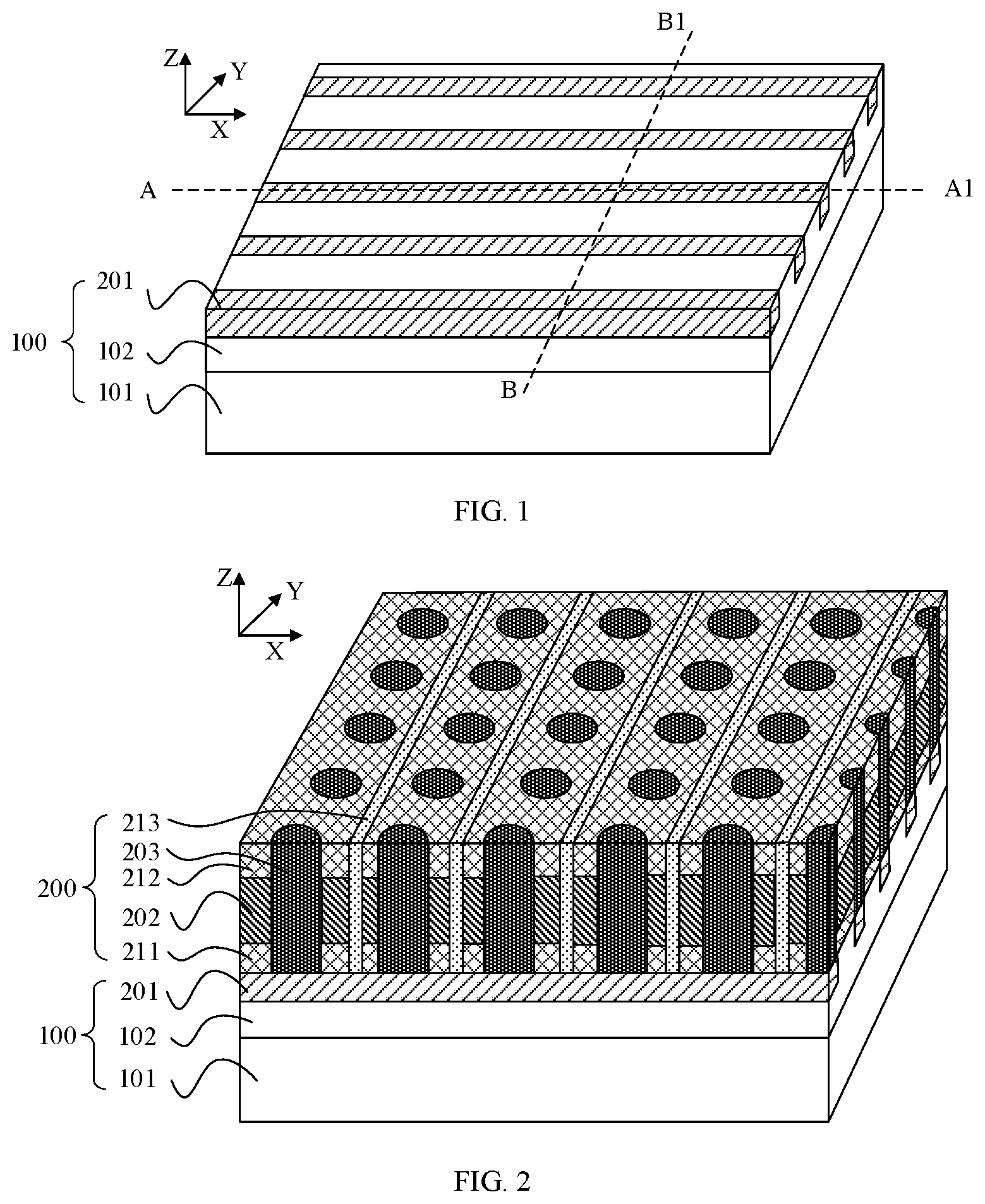 Patent US12317484 — Method for forming a first and a second transistors array having plurality of first and semiconductor pillars — Figure 1