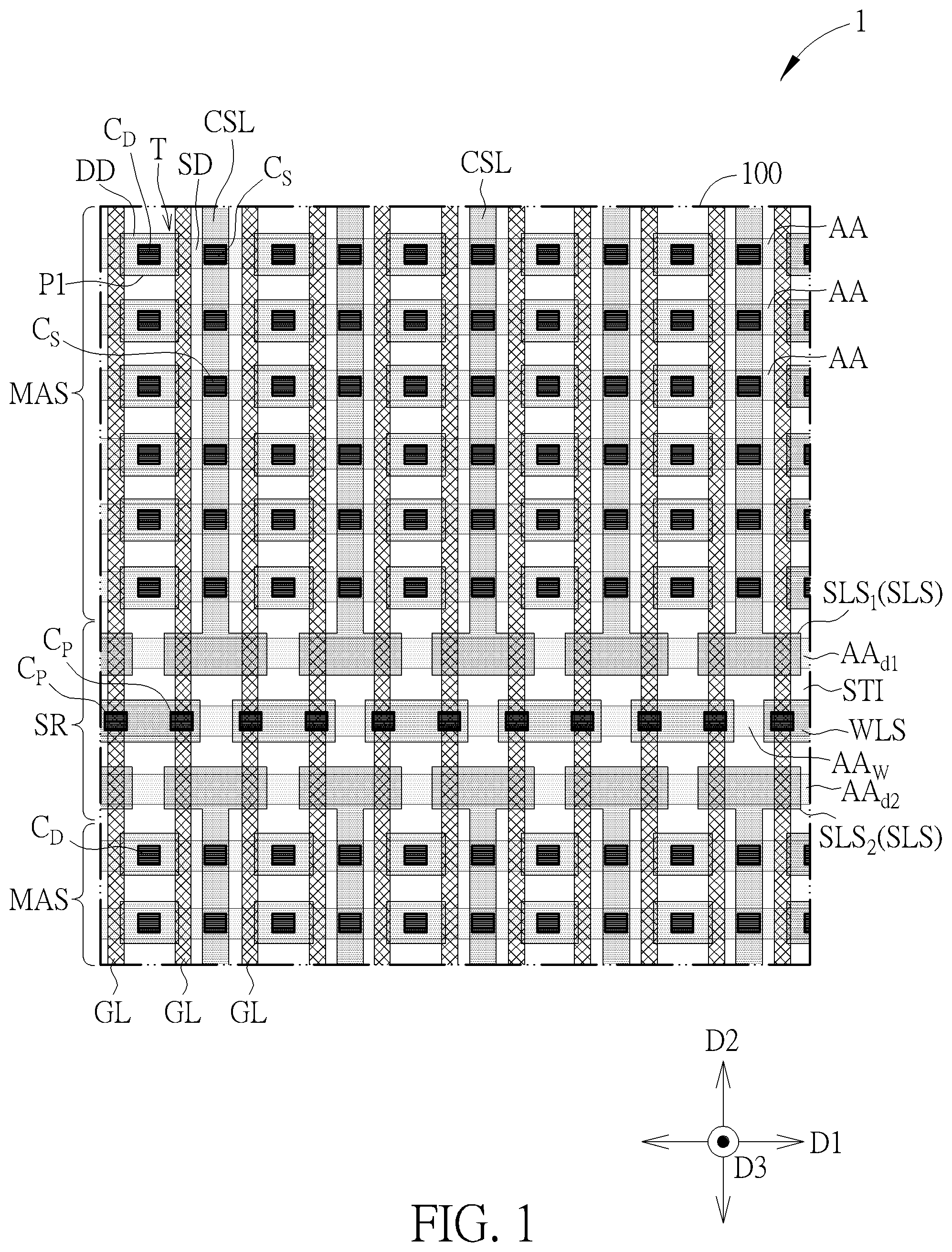 Patent US12317510 — Memory array — Figure 1