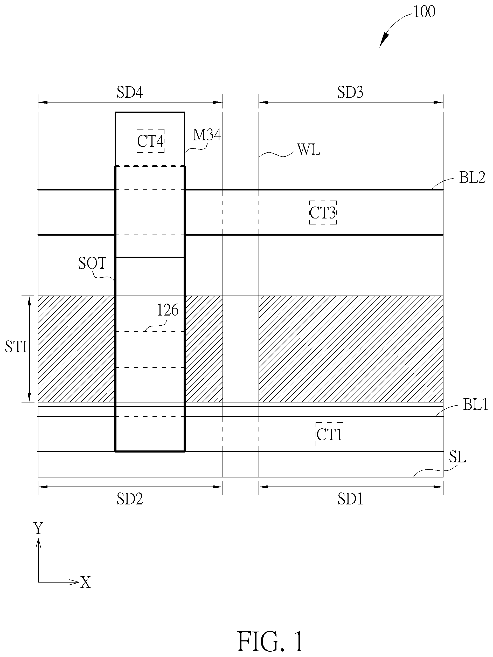 Patent US12317512 — SOT MRAM structure and fabricating method of the same — Figure 1
