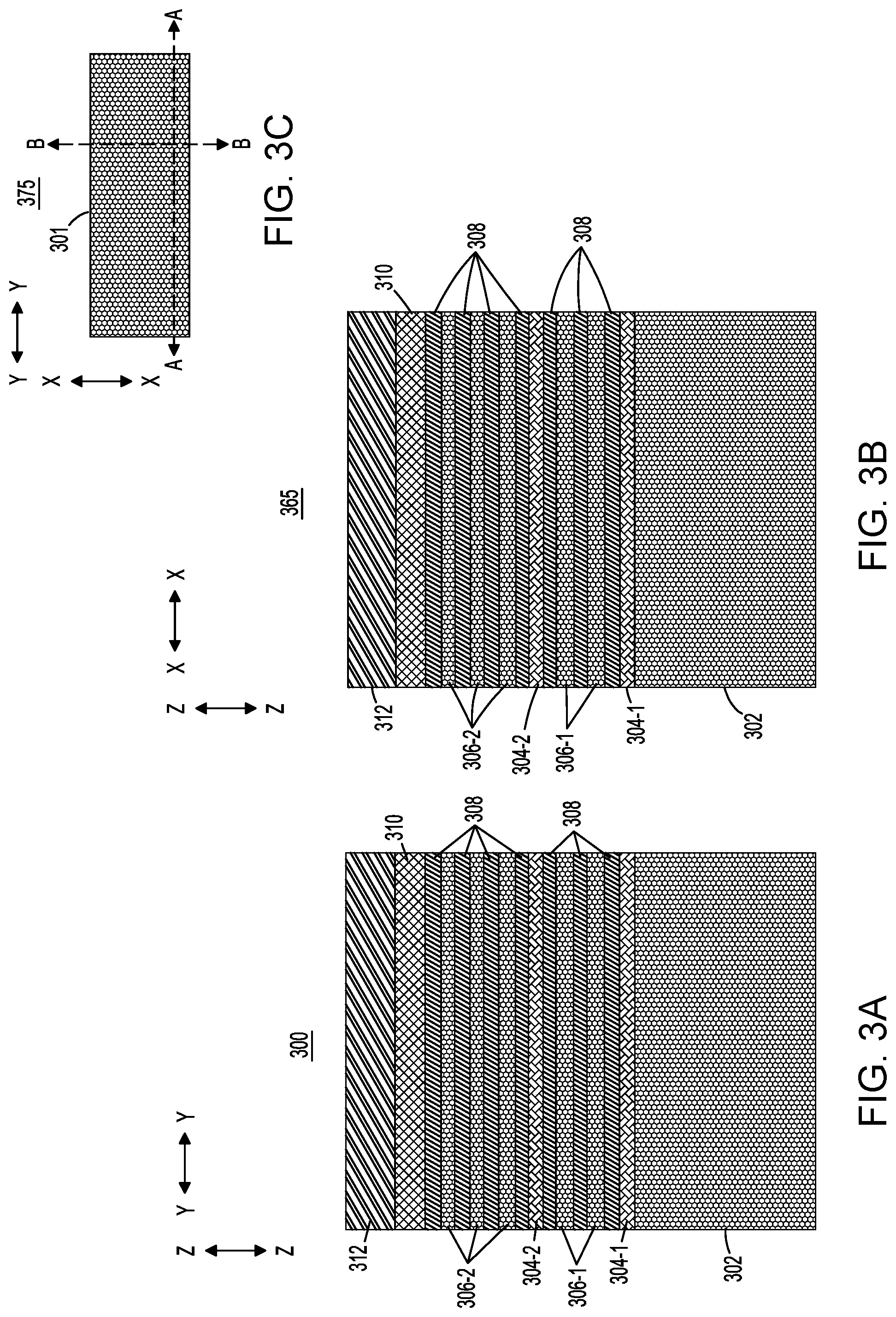 Patent US12317514 Figure 3 – Resistive random-access memory structures with stacked transistors