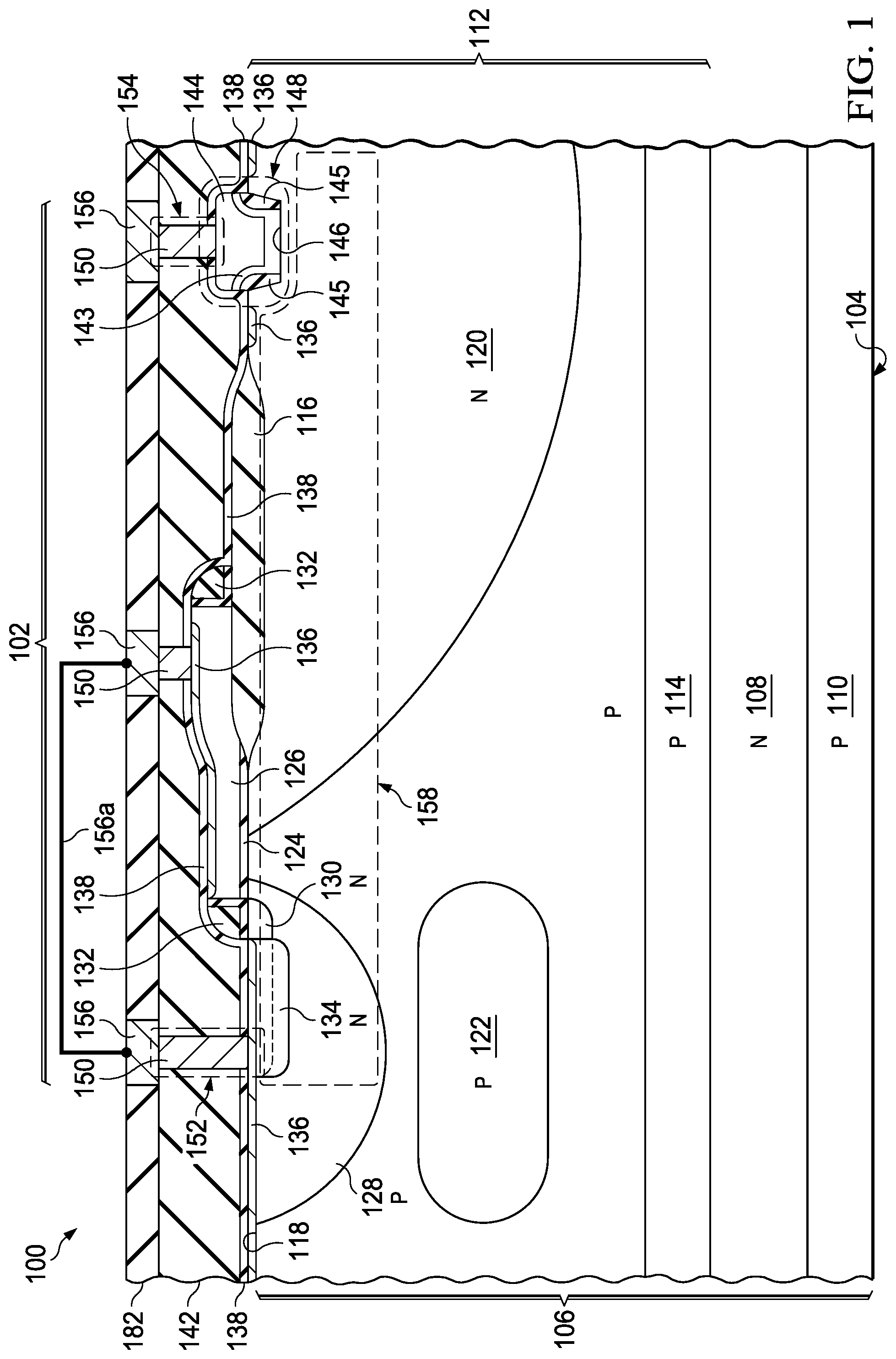Patent US12317539 — Hybrid component with silicon and wide bandgap semiconductor material in silicon recess with nitride spacer — Figure 1
