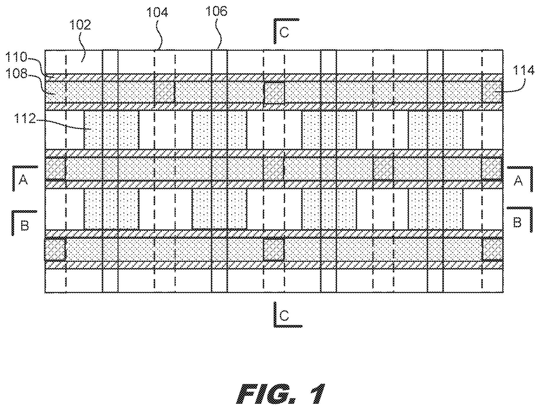 Patent US12317549 — Dielectric fin structures with varying height — Figure 1
