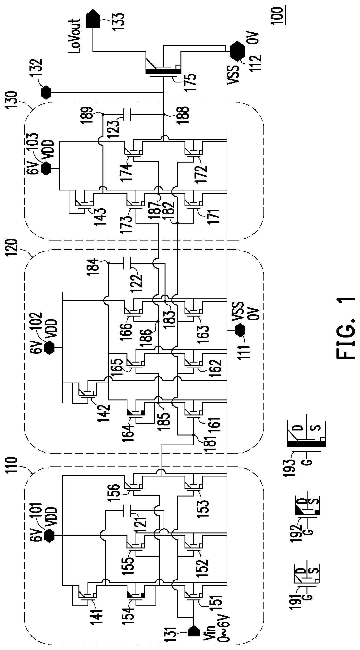 Patent US12317587 Figure 1 – Apparatus and circuits including transistors with different threshold voltages and methods of fabricating the same