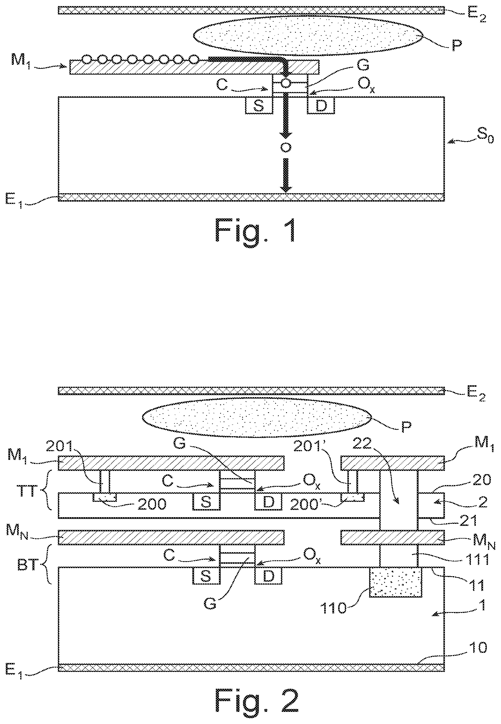 Patent US12317603 Figure 1 – Process for protecting an upper stage of electronic components of an integrated circuit against antenna effects