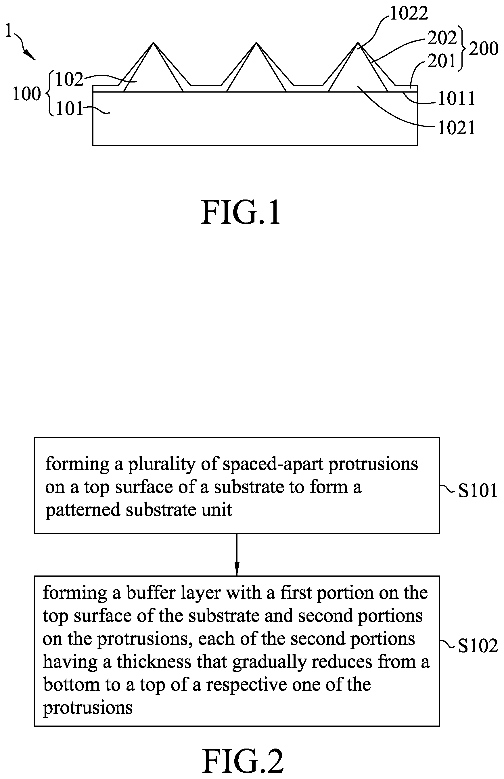 Patent US12317644 — Epitaxial substrate structure, light emitting diode chip including the same, and manufacturing methods thereof — Figure 1