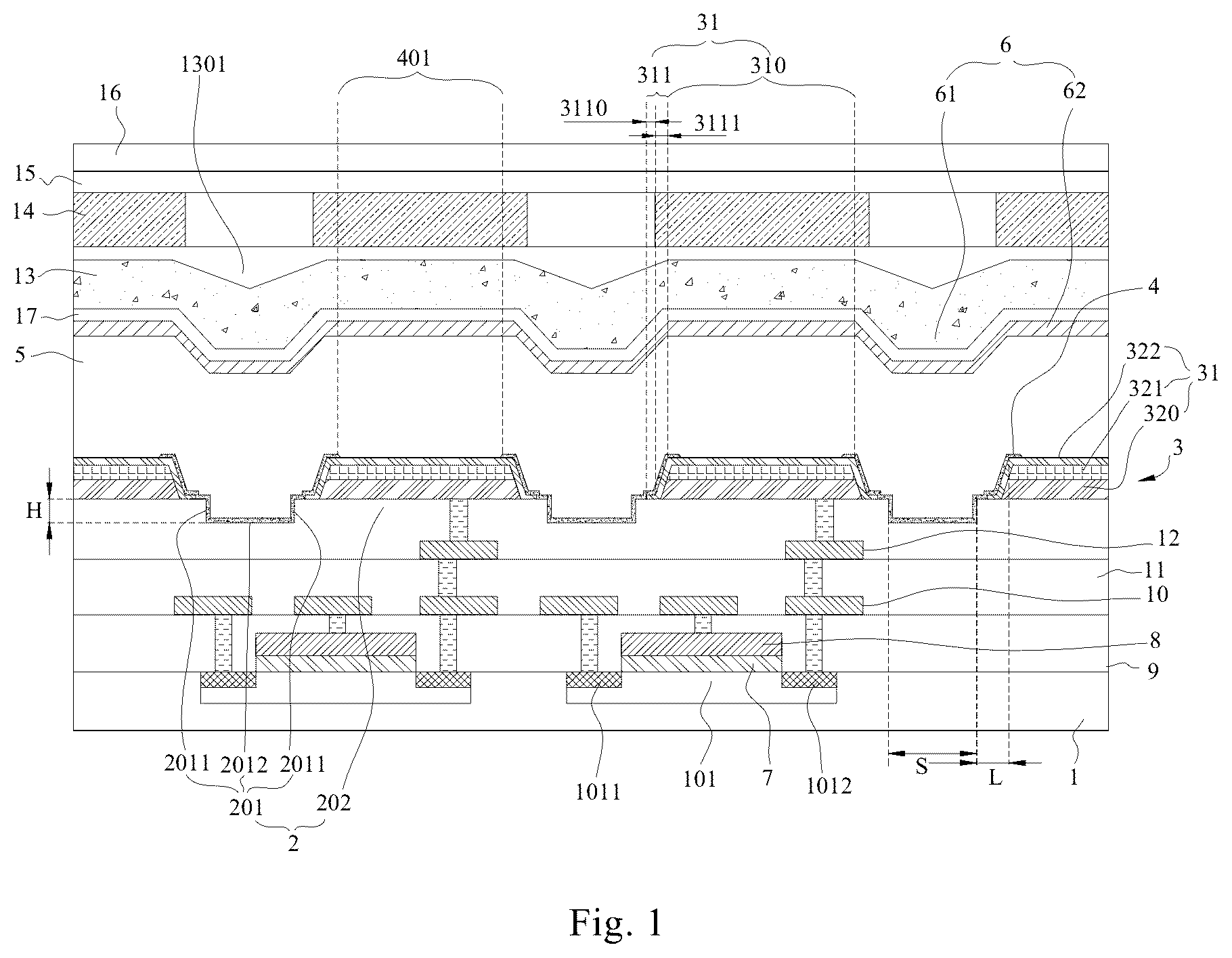 Patent US12317689 — Display device, display panel and manufacturing method thereof — Figure 1