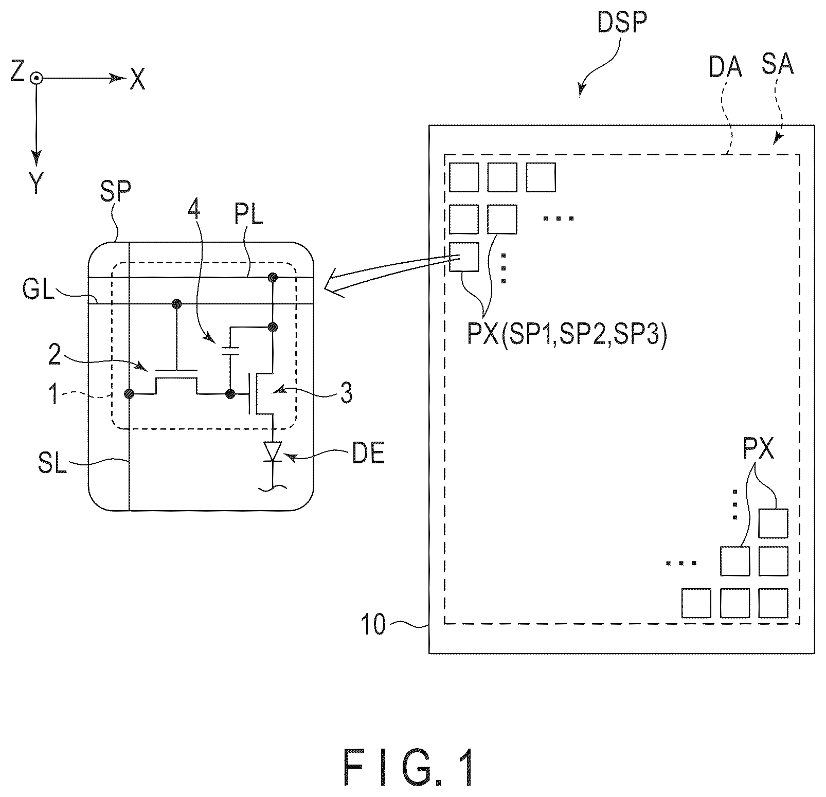 Patent US12317692 — Display device — Figure 1