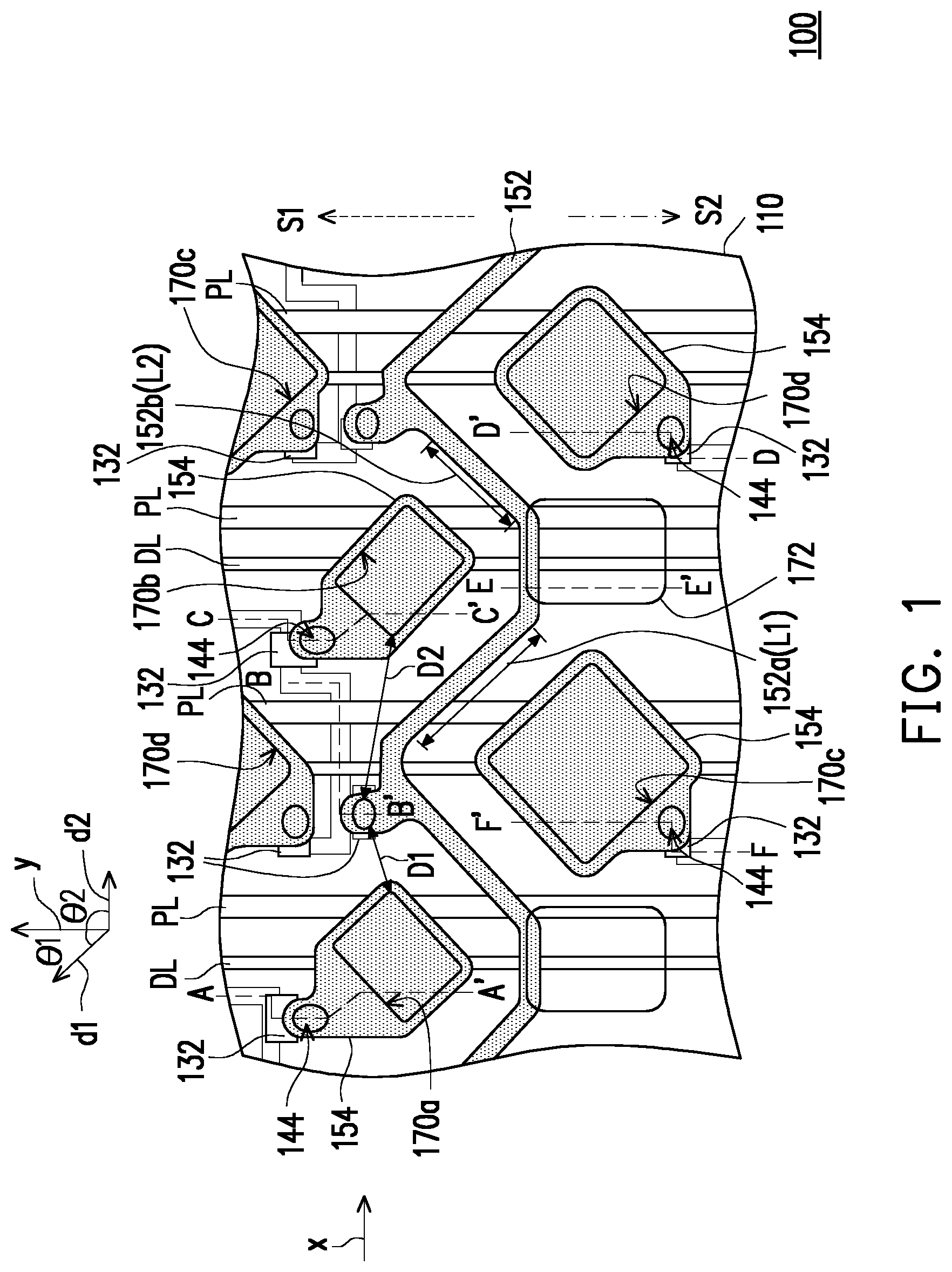 Patent US12317714 Figure 1 – Display device having power line