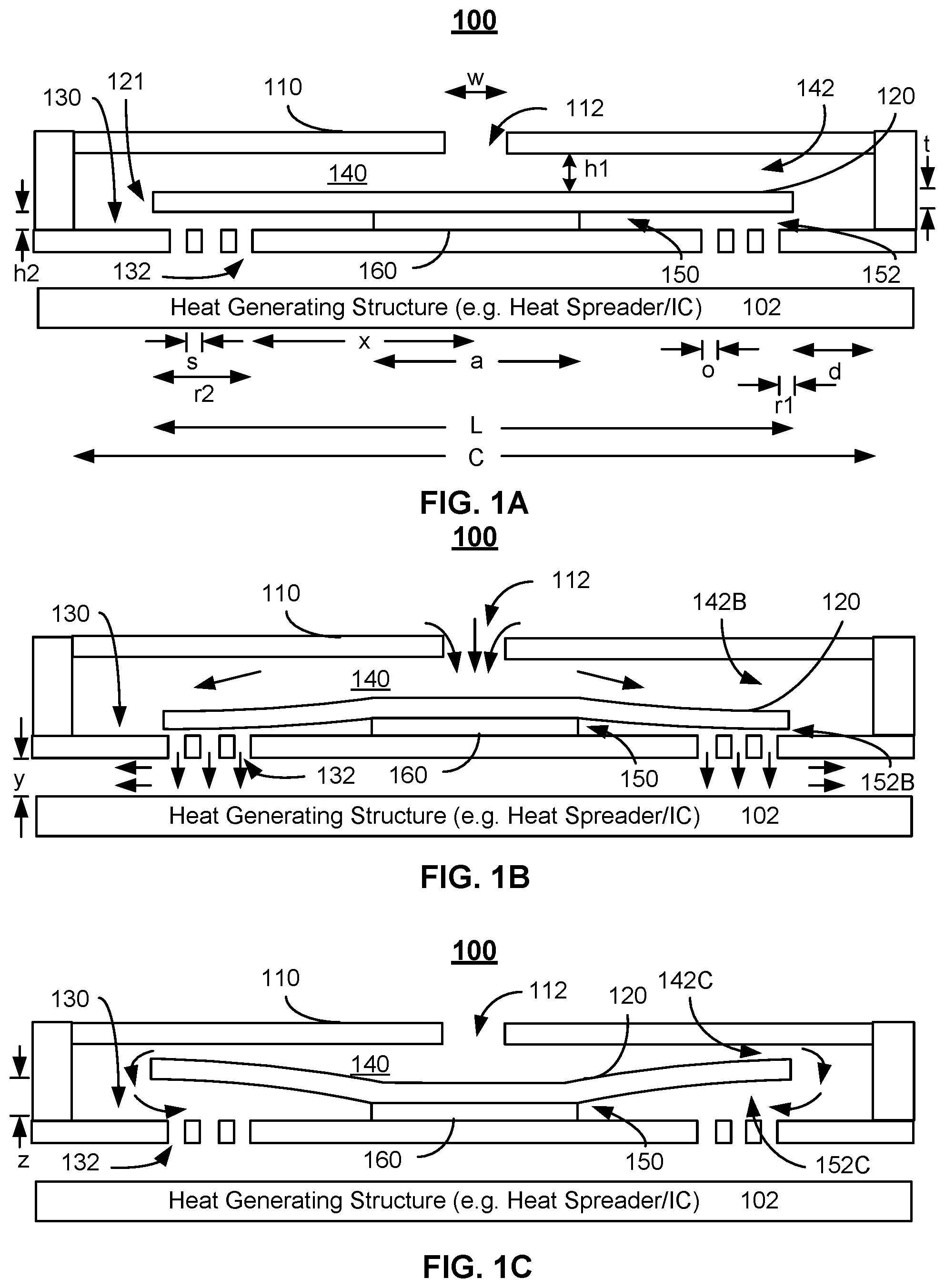 Patent US12317749 — Actuator designs for MEMS-based active cooling — Figure 1