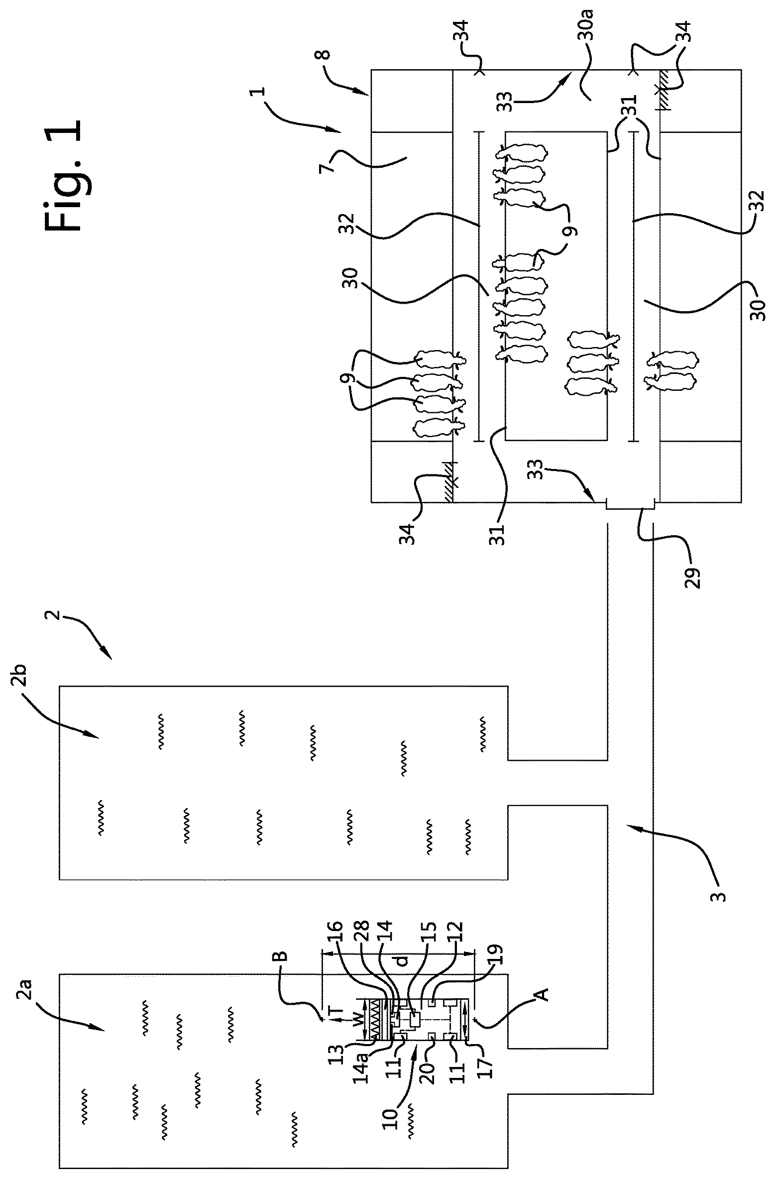 Patent US12317774 Figure 1 – System for mowing plants, in particular grass, and method of feeding animals by means of such a system