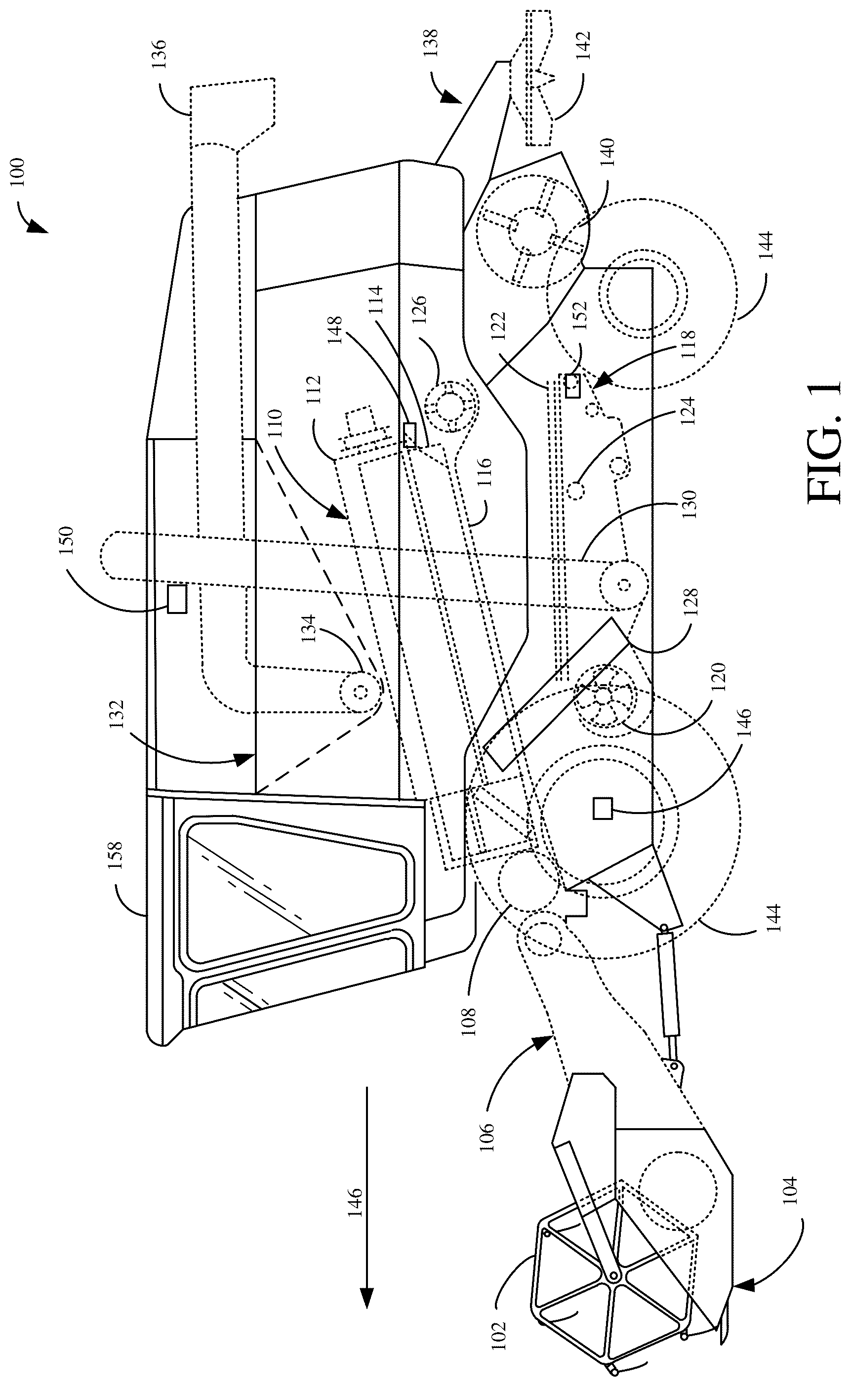 Patent US12317776 — Harvesting machine haulage vehicle coordination control — Figure 1