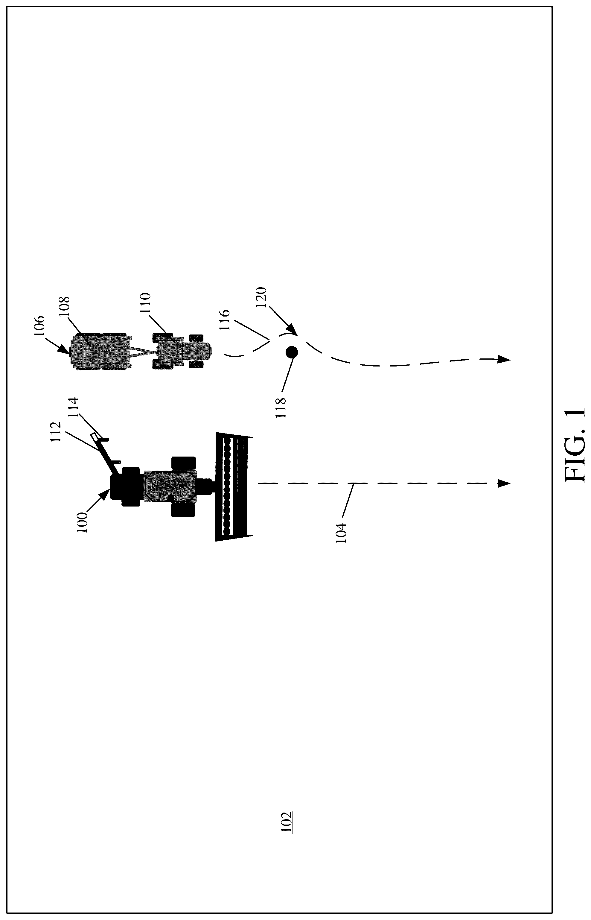 Patent US12317777 — Harvester unloading control system — Figure 1
