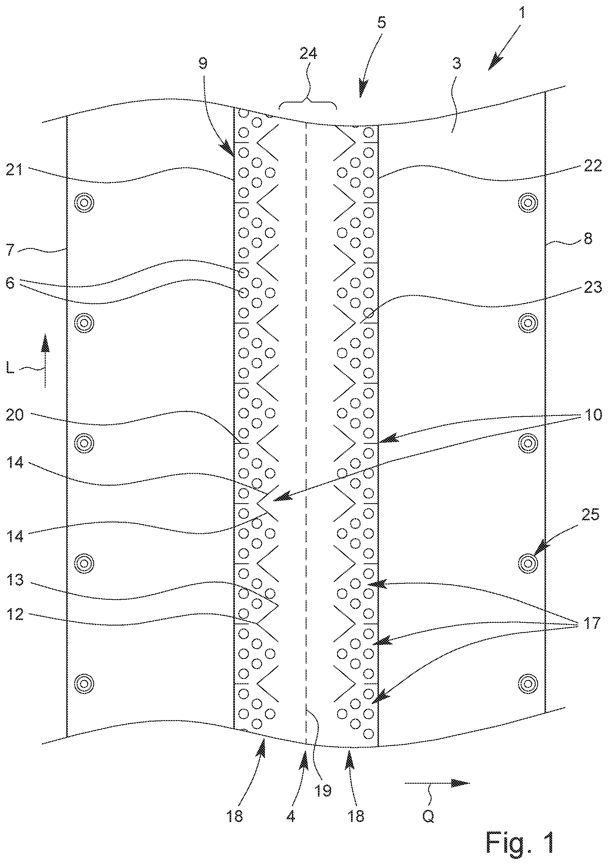 Patent US12317782 Figure 1 – Elongated sheet for covering agricultural cultivated plants