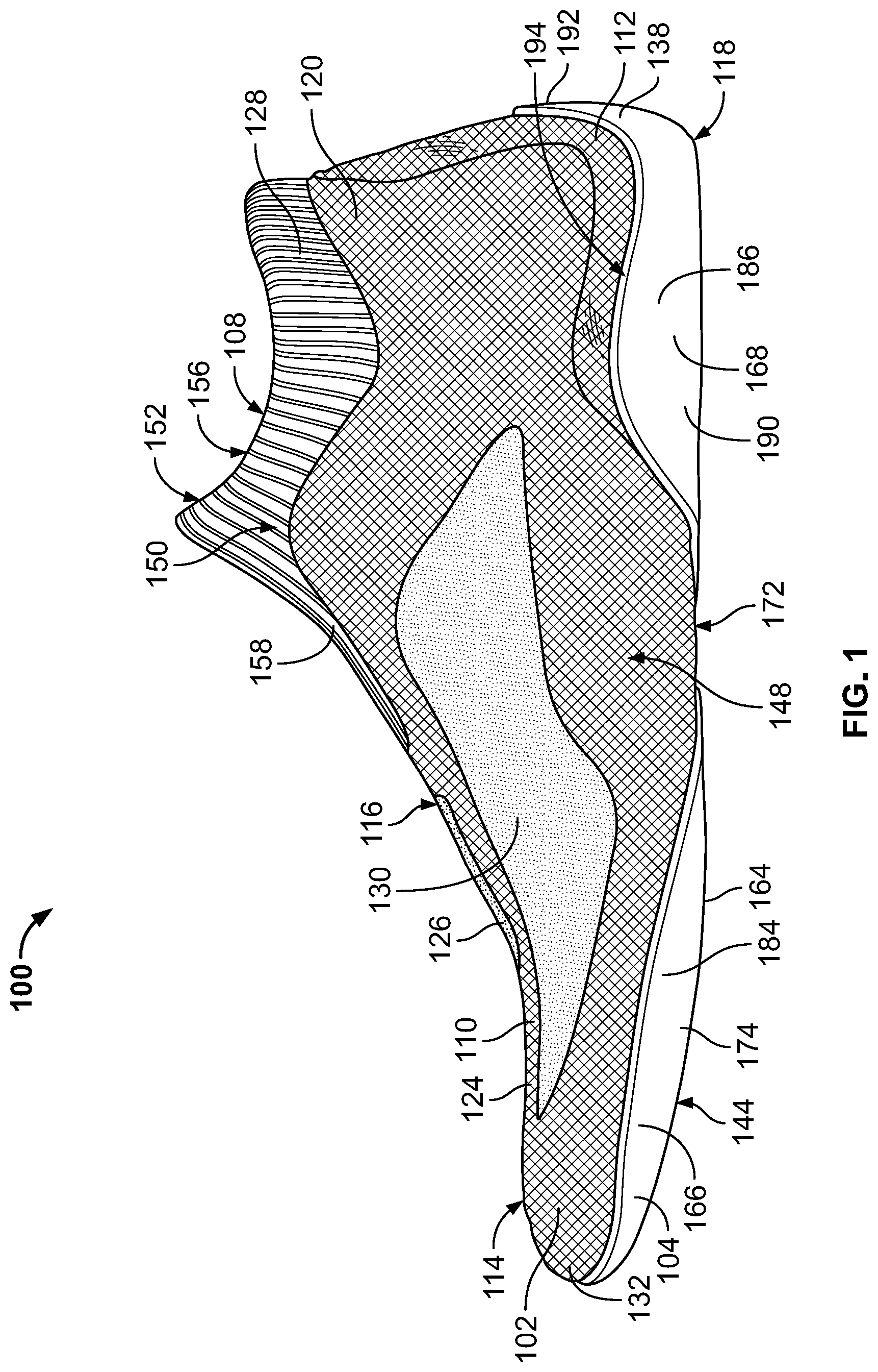 Patent US12317949 Figure 1 – Article of footwear