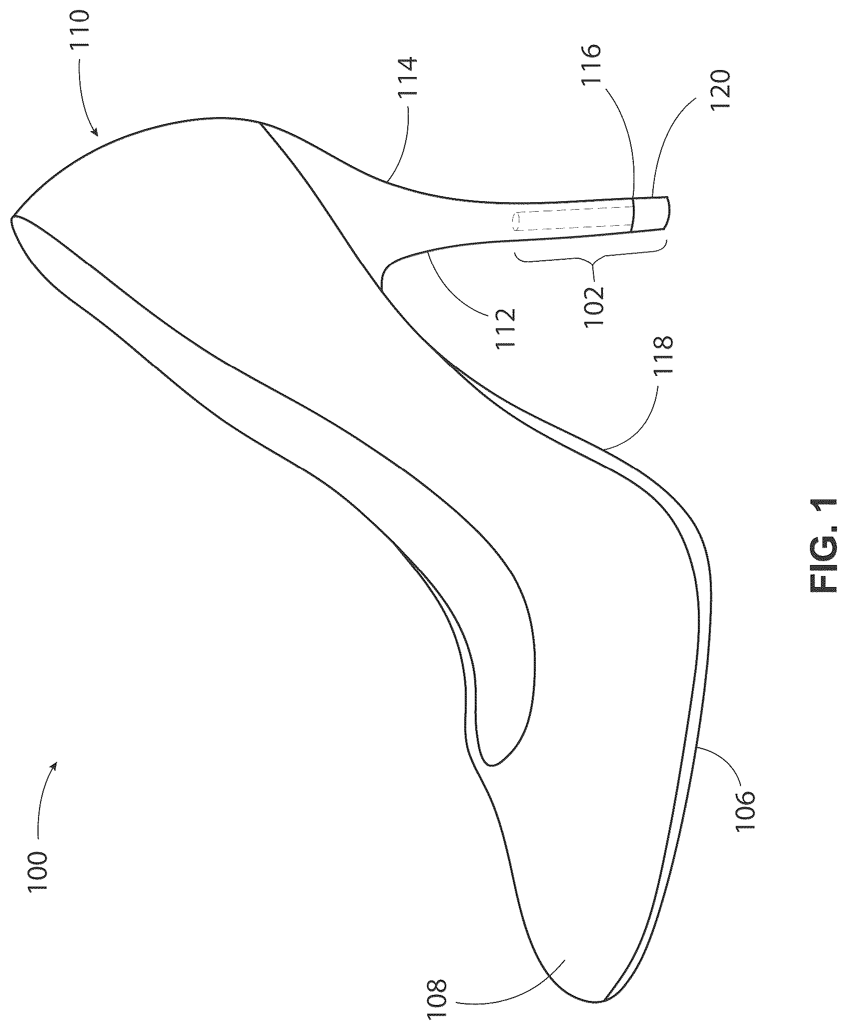 Patent US12317954 — Heel tip cushion with anchoring mechanism inside heel stem — Figure 1