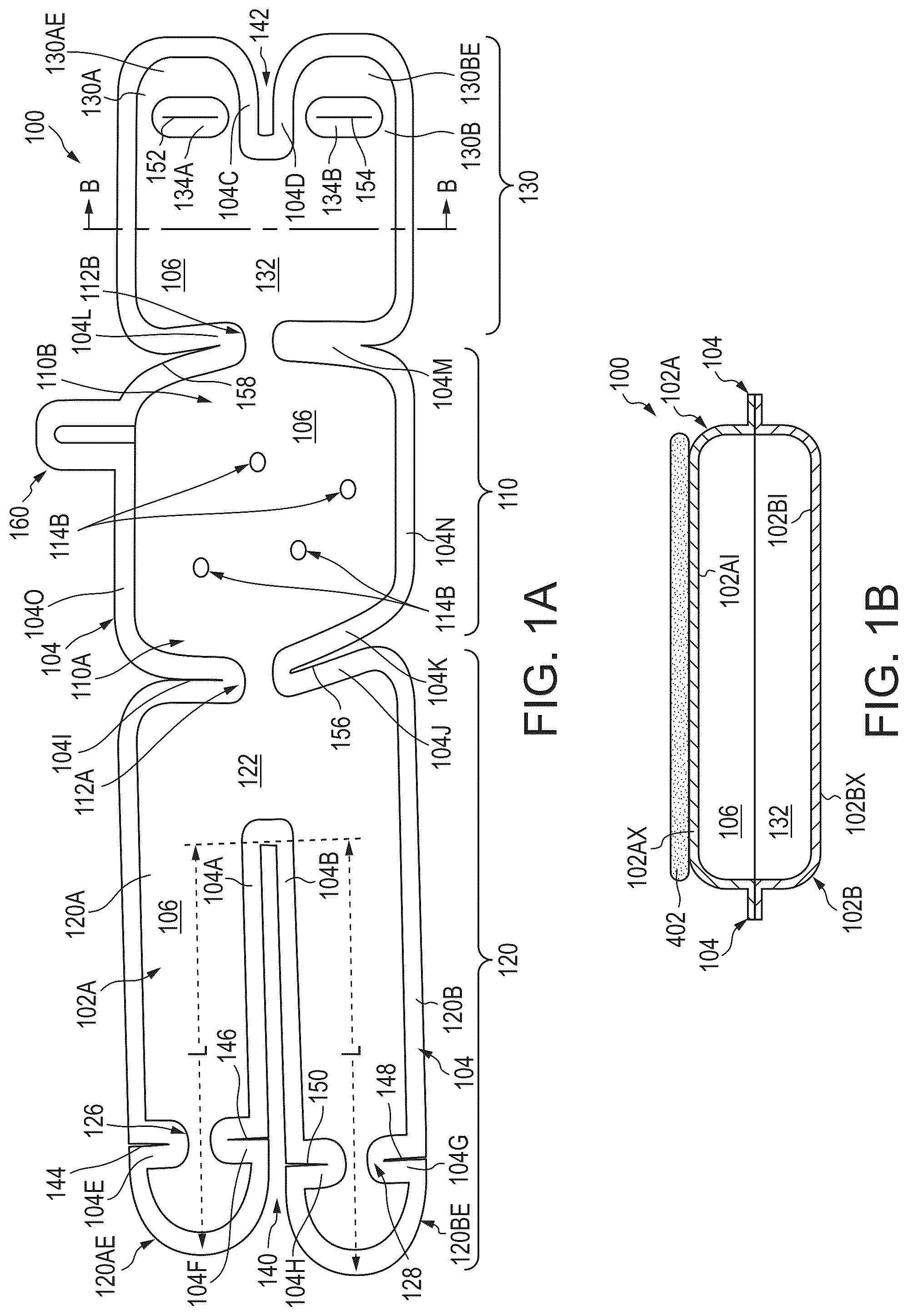 Patent US12317957 — Bladders and footwear incorporating bladders in the foot supports and uppers — Figure 1