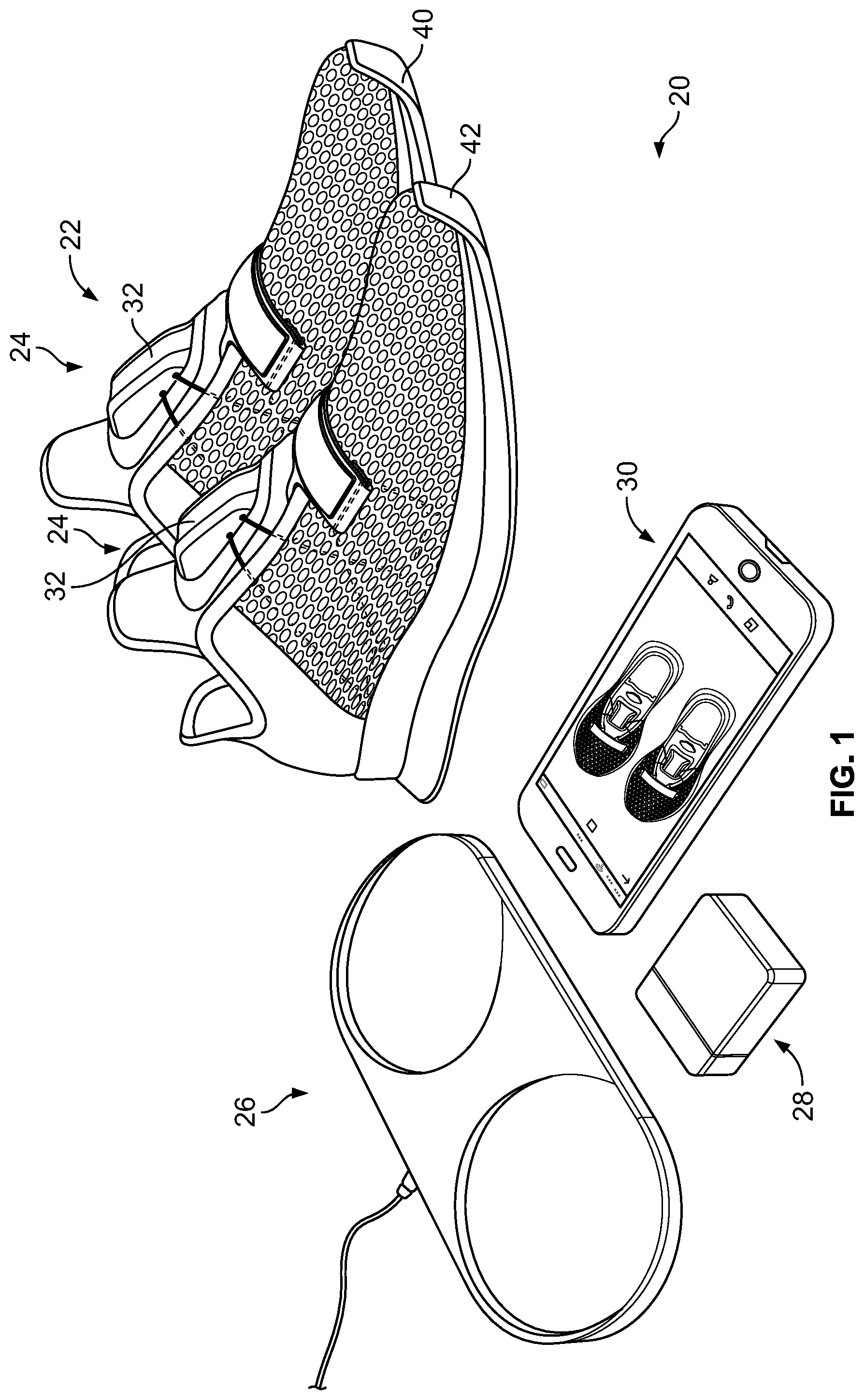 Patent US12317963 Figure 1 – Article of footwear having an automatic lacing system