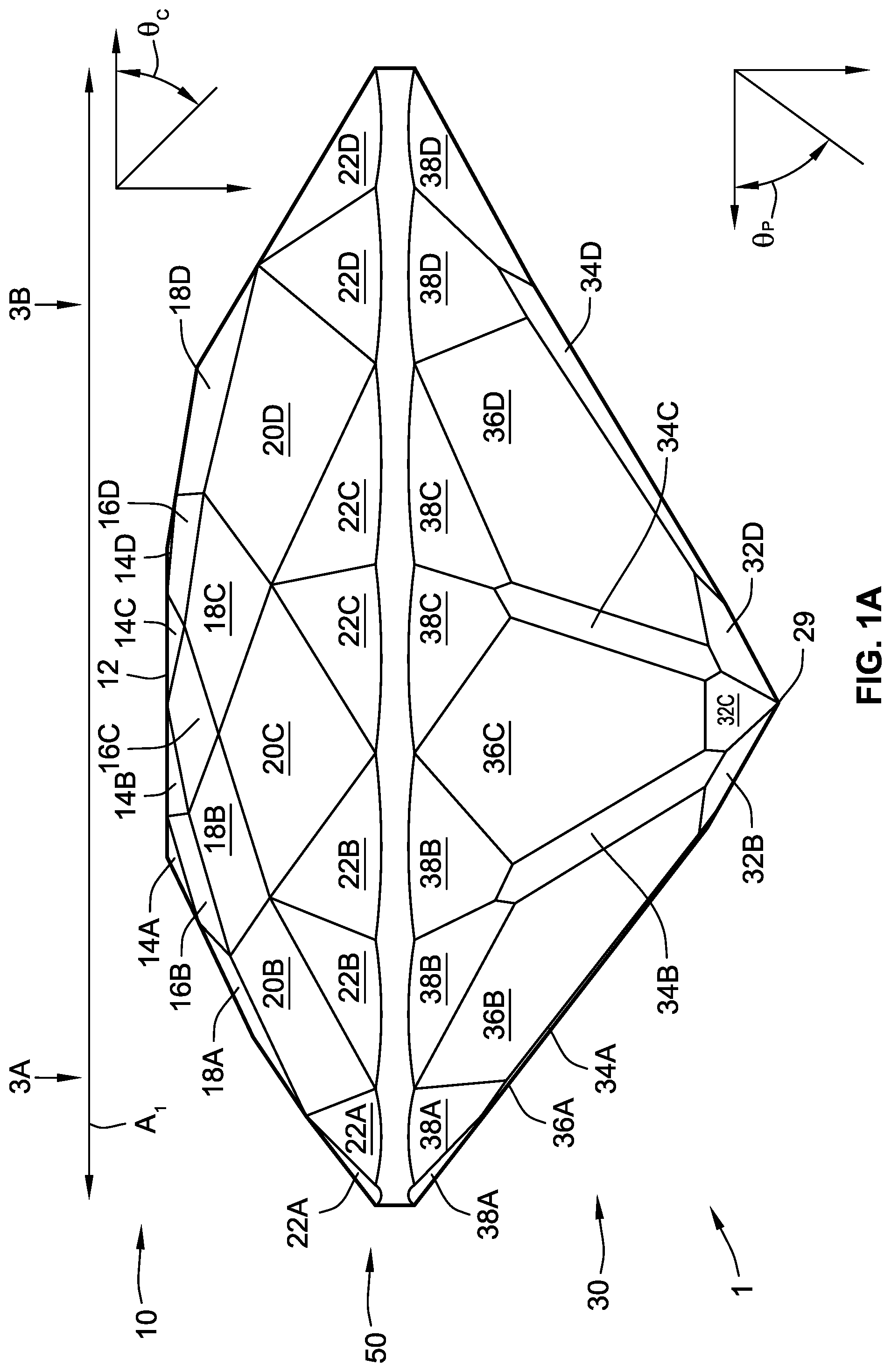 Patent US12317970 — Gemstone and methods of cutting the same — Figure 1