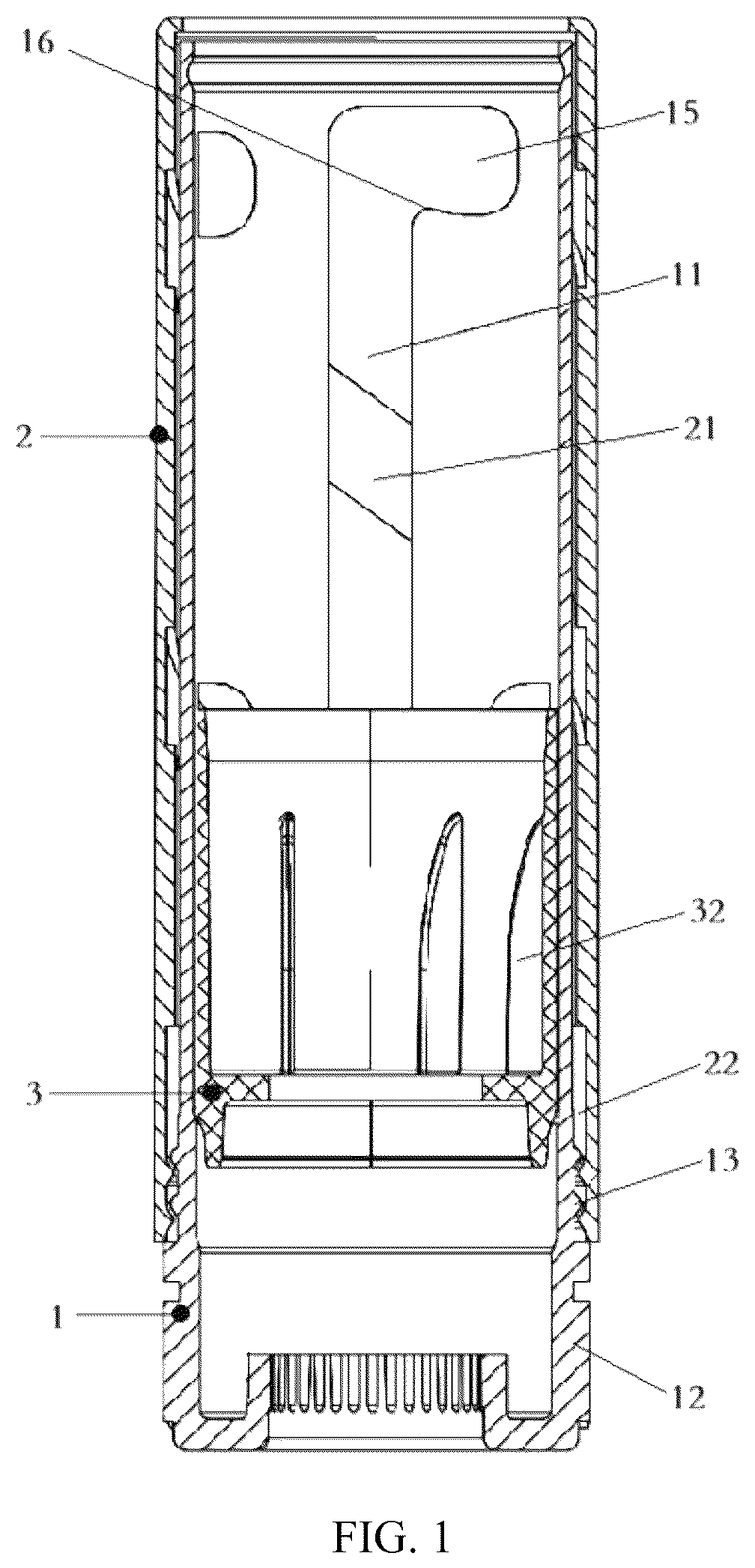 Patent US12317986 — 100% recyclable and replaceable eco-friendly pet lipstick mechanism — Figure 1