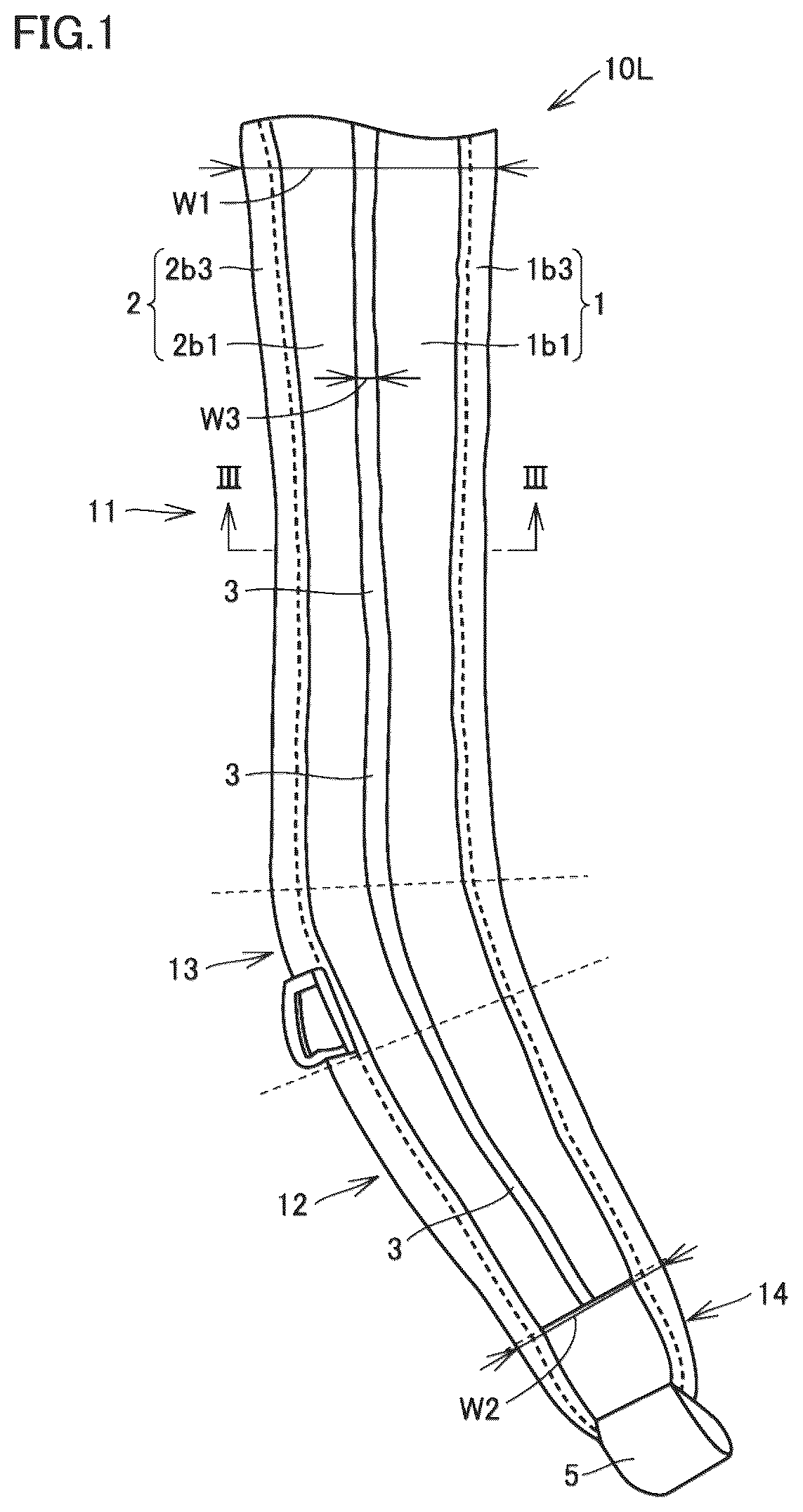 Patent US12317987 — Shoulder belt and bag — Figure 1
