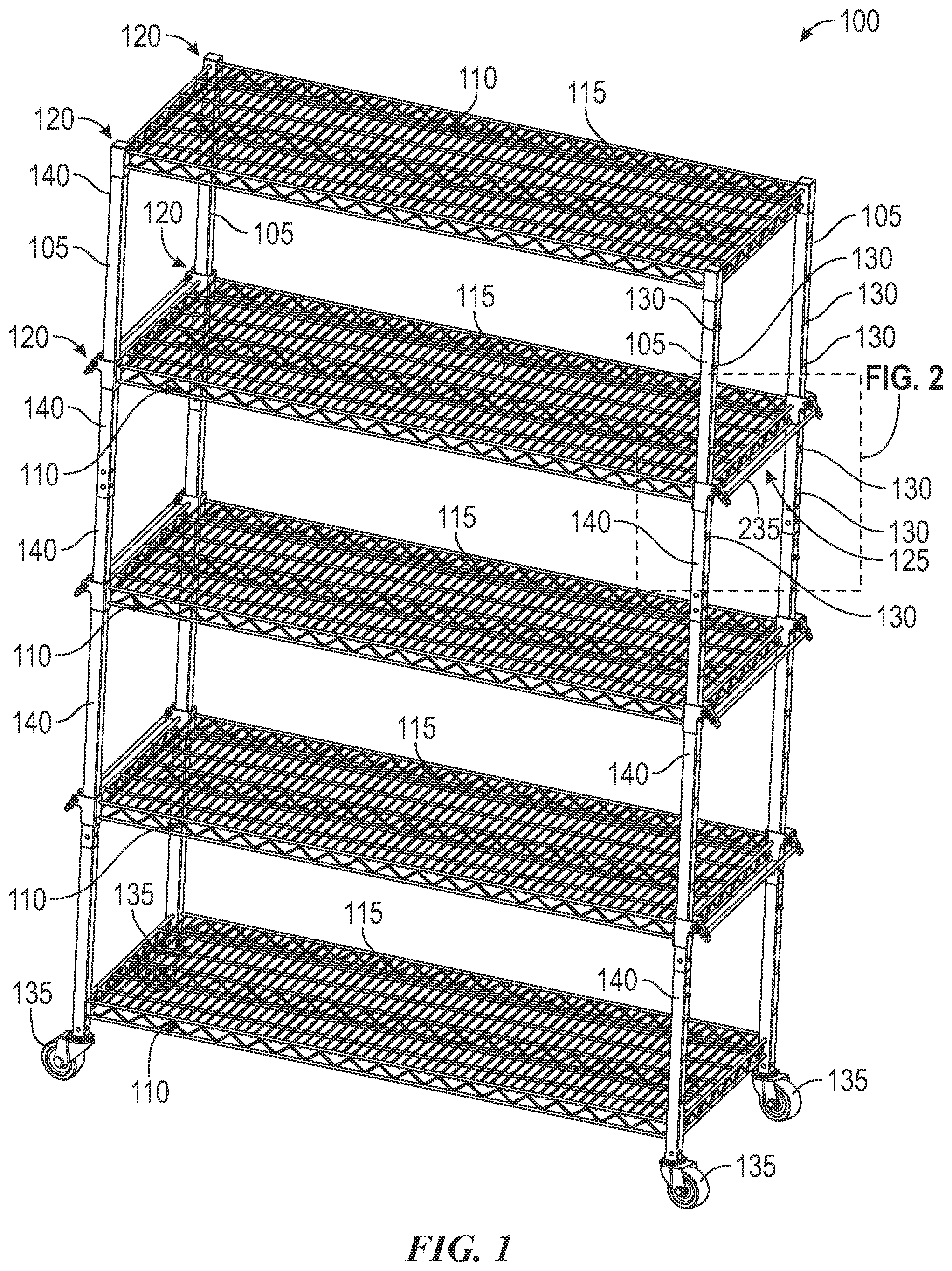 Patent US12317997 — Adjustable shelving systems and methods — Figure 1