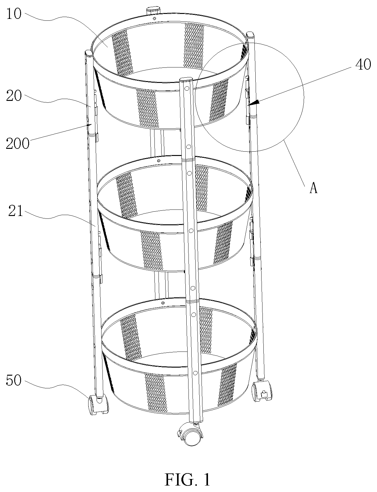 Patent US12317999 — Twistable and stackable shelf and connecting device thereof — Figure 1