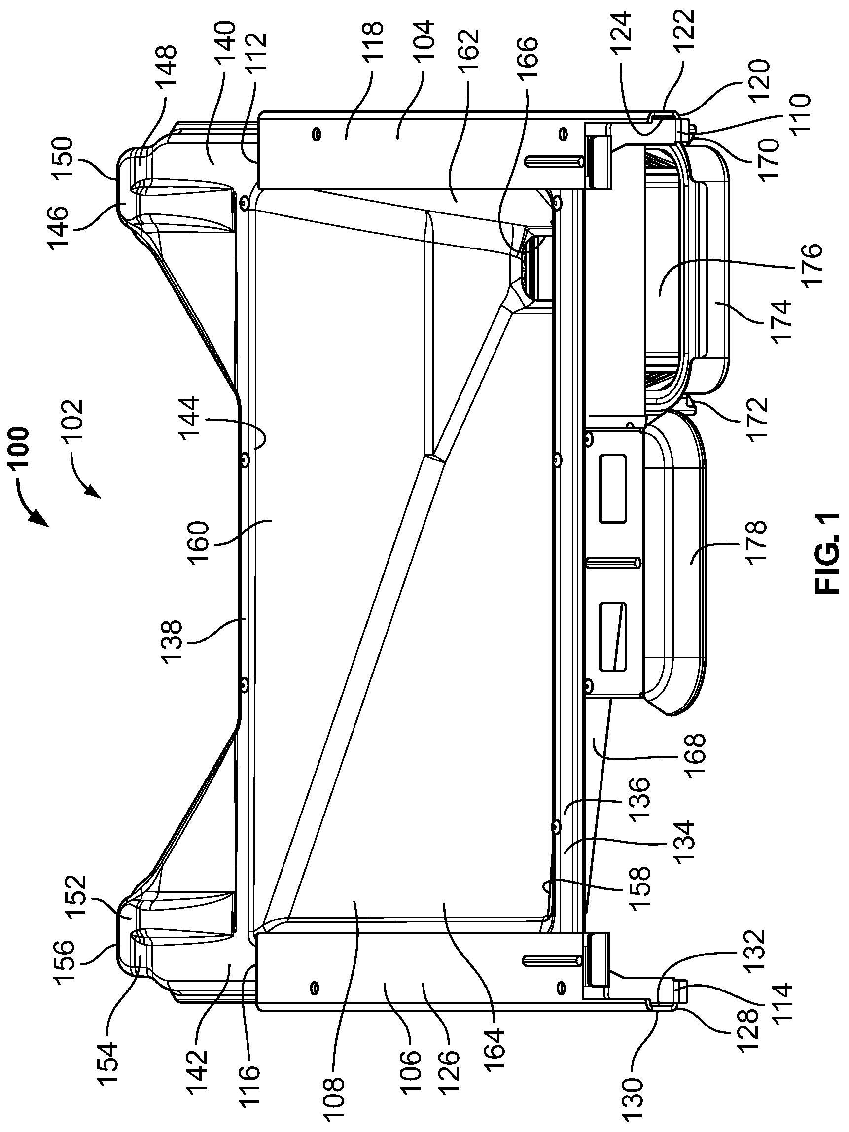 Patent US12318038 — Slidable waste management systems for cookboxes of grills — Figure 1