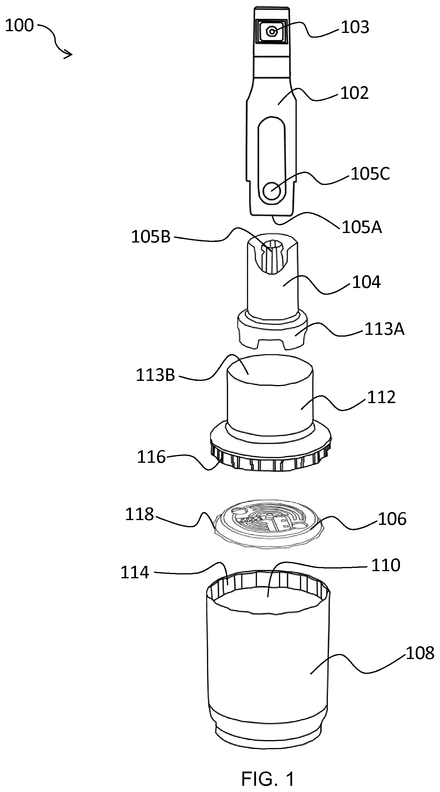 Patent US12318043 — Kitchen apparatus and method for spiralizing a foodstuff — Figure 1