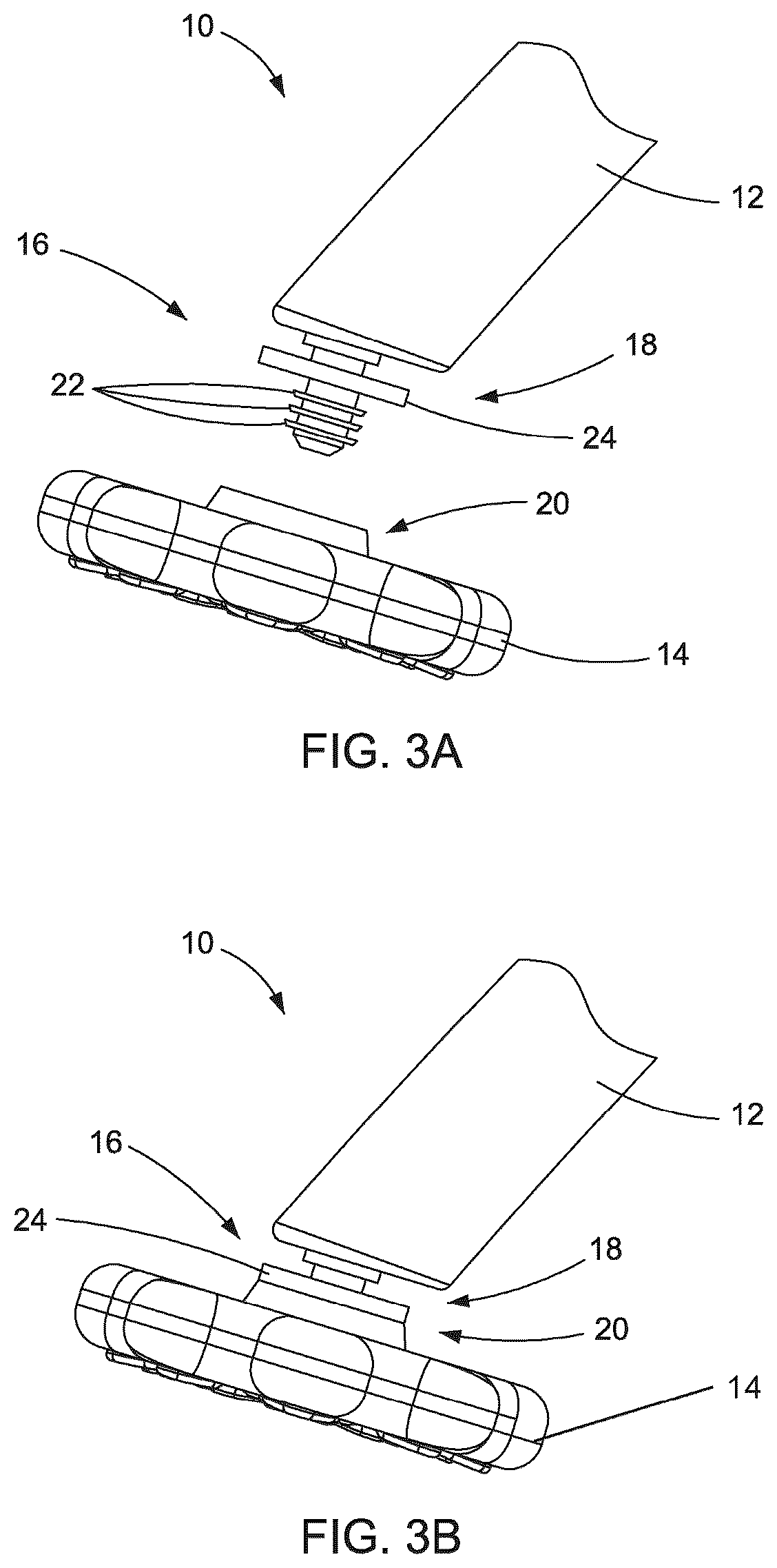 Patent US12318048 Figure 3 – Scrubbing tool having a movable two-section handle and a dissolvable cleaning head