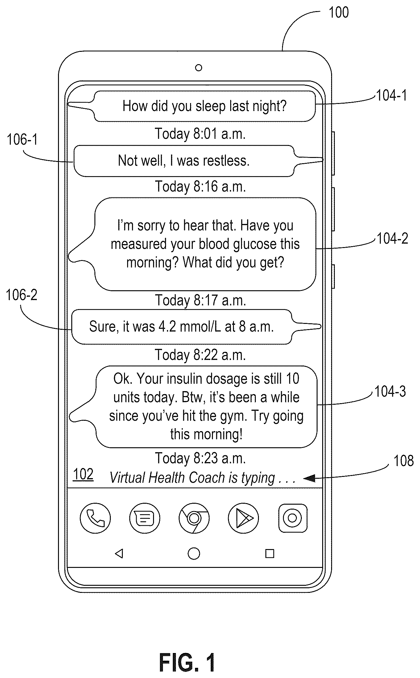 Patent US12318218 Figure 1 – Virtual health coach for facilitating dynamic dosage titration