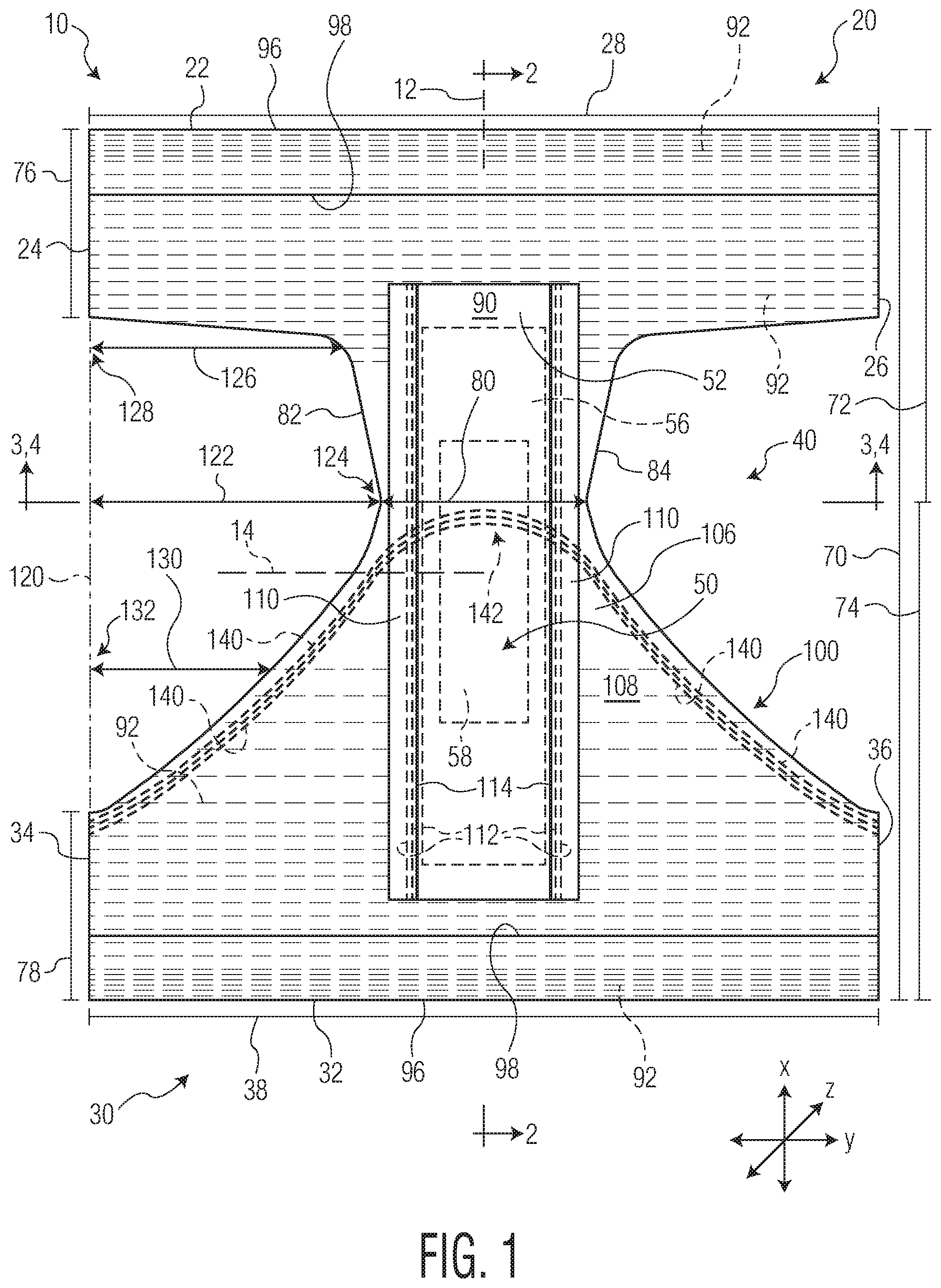 Patent US12318270 Figure 1 – Absorbent article