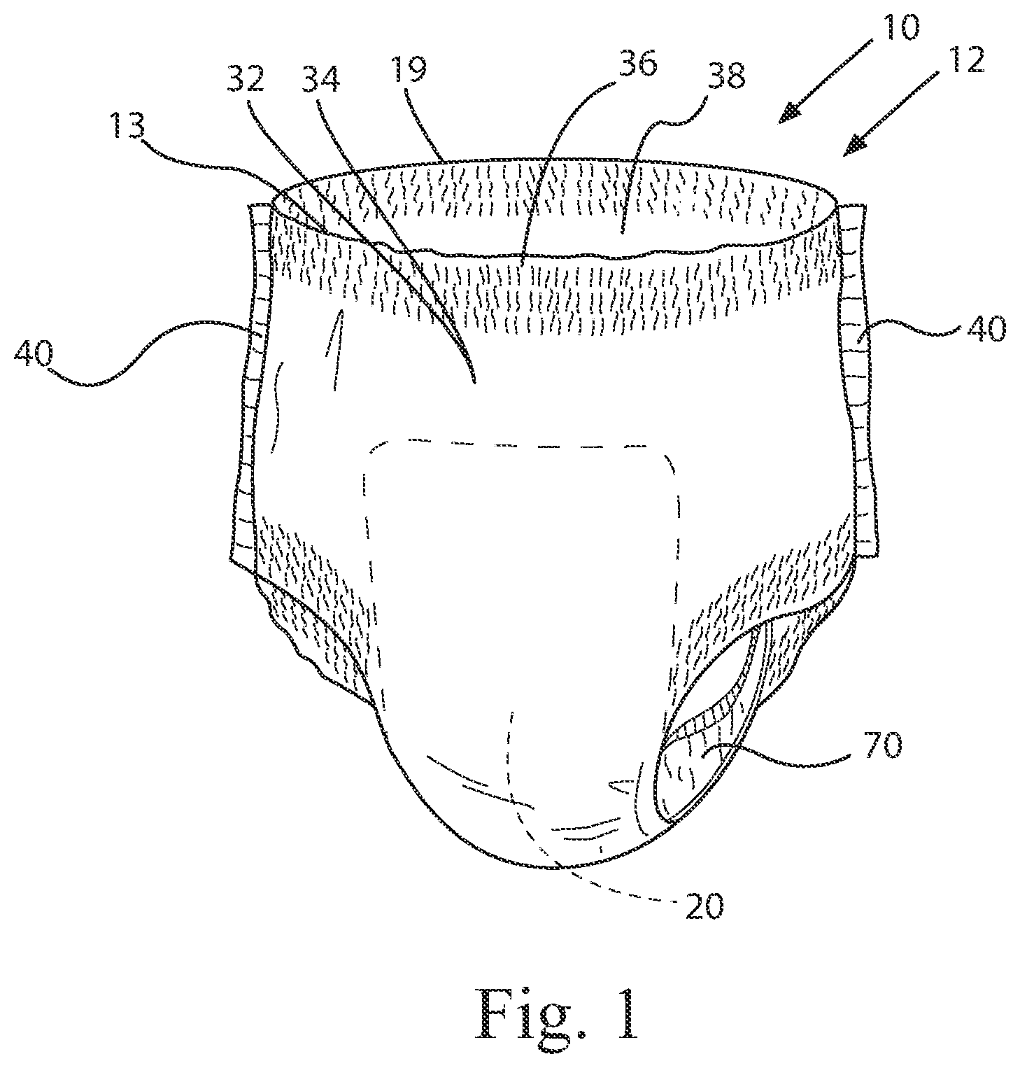Patent US12318273 — Absorbent article with absorbent core — Figure 1