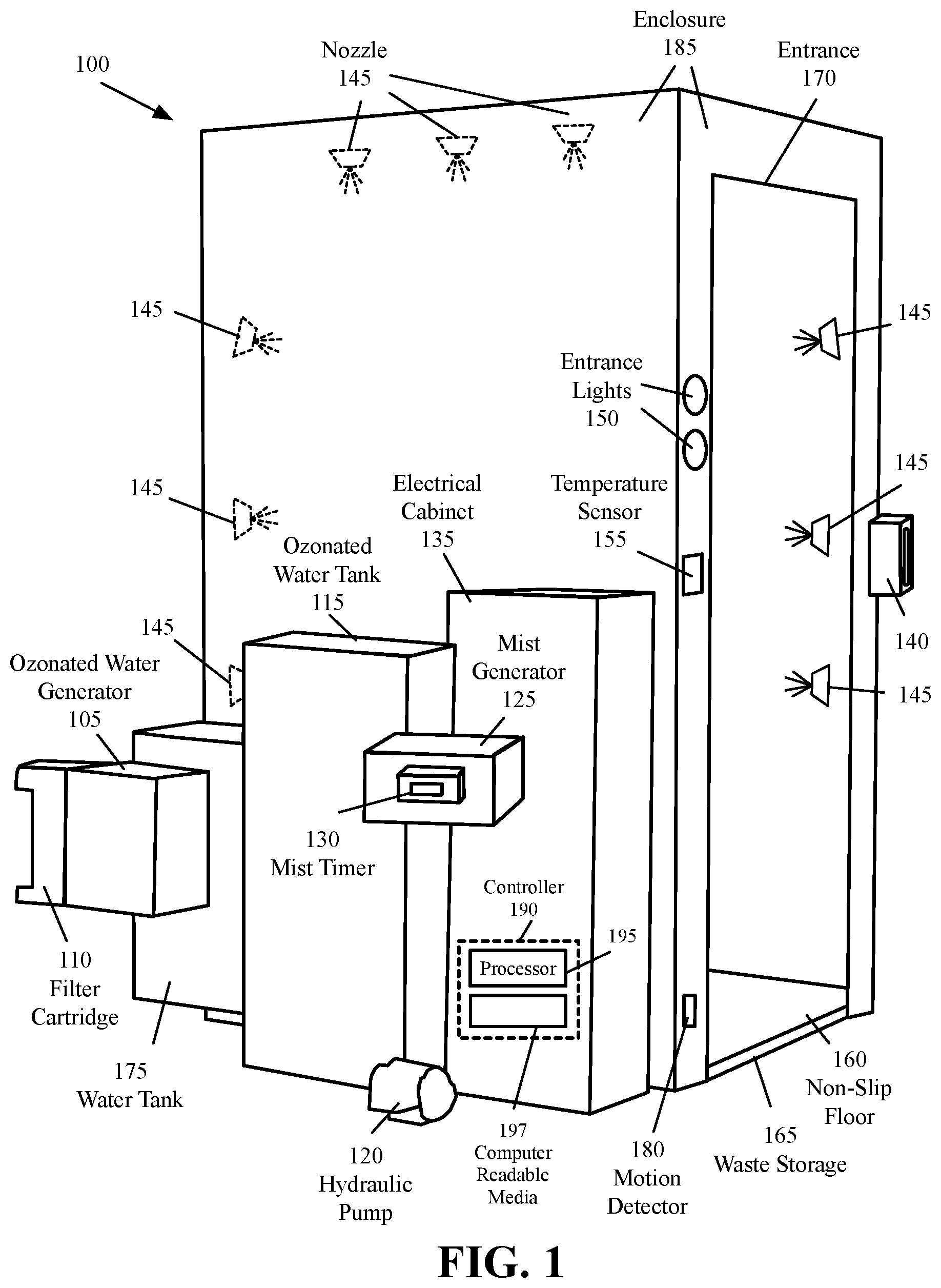 Patent US12318501 — Disinfection chambers and tunnels — Figure 1